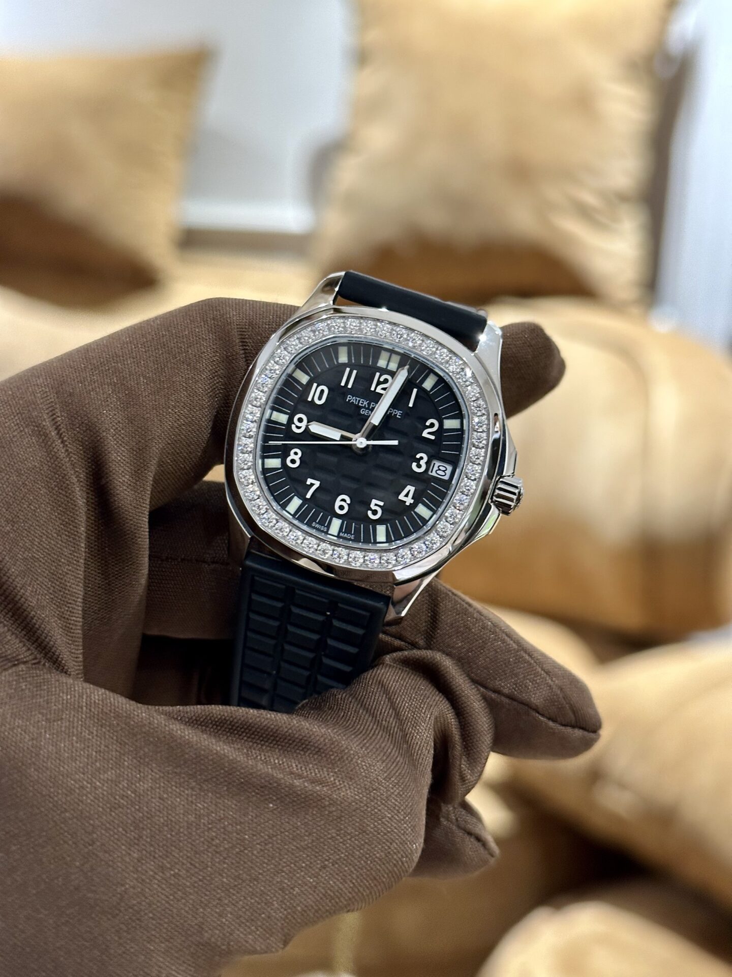 Patek Philippe Aquanaut 5067 Women s Black With Diamond Bezel Replica 1:1 Watch PPF 35.6mm - Top club