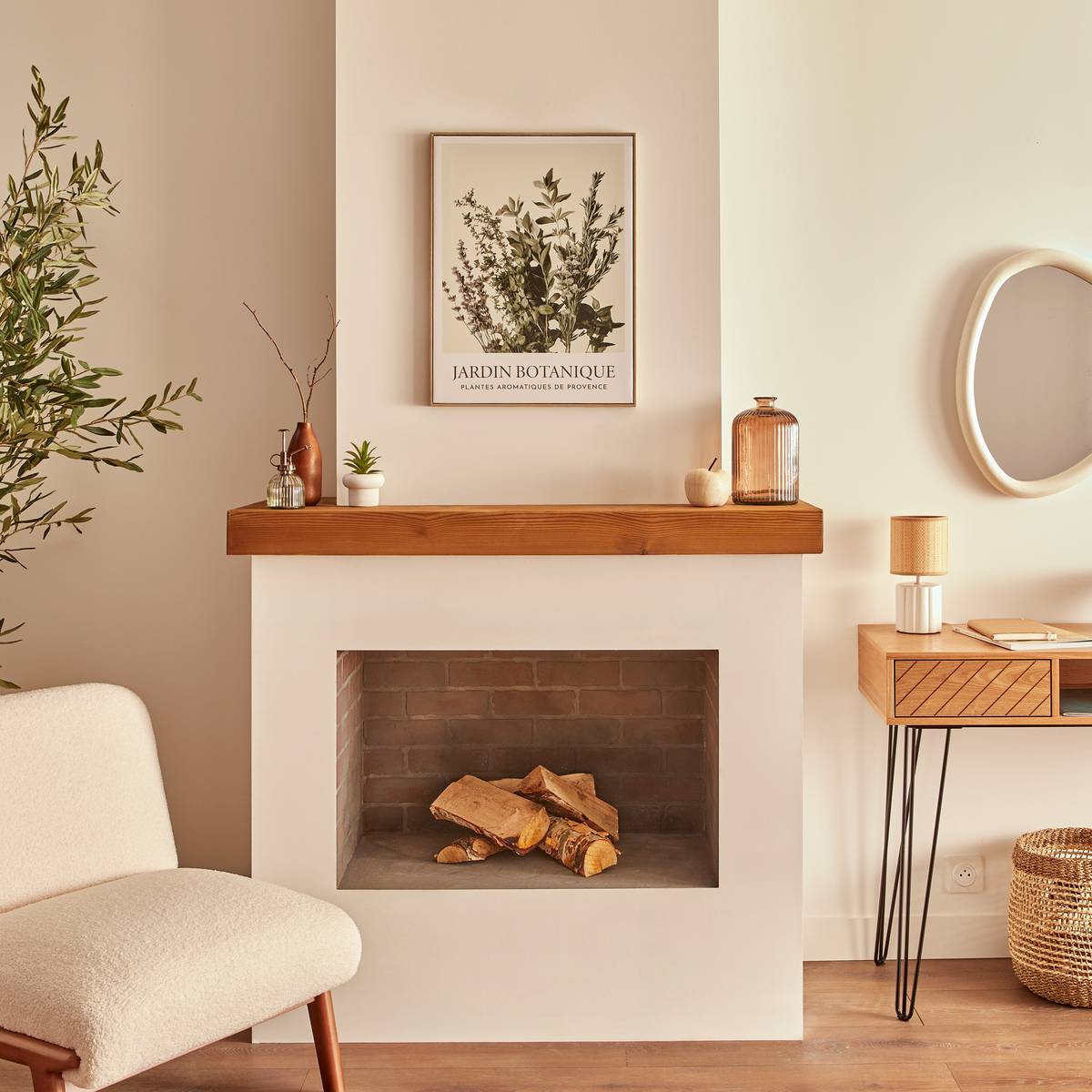 Framed Canvas Print "Cecilia" Green, 45x60 cm