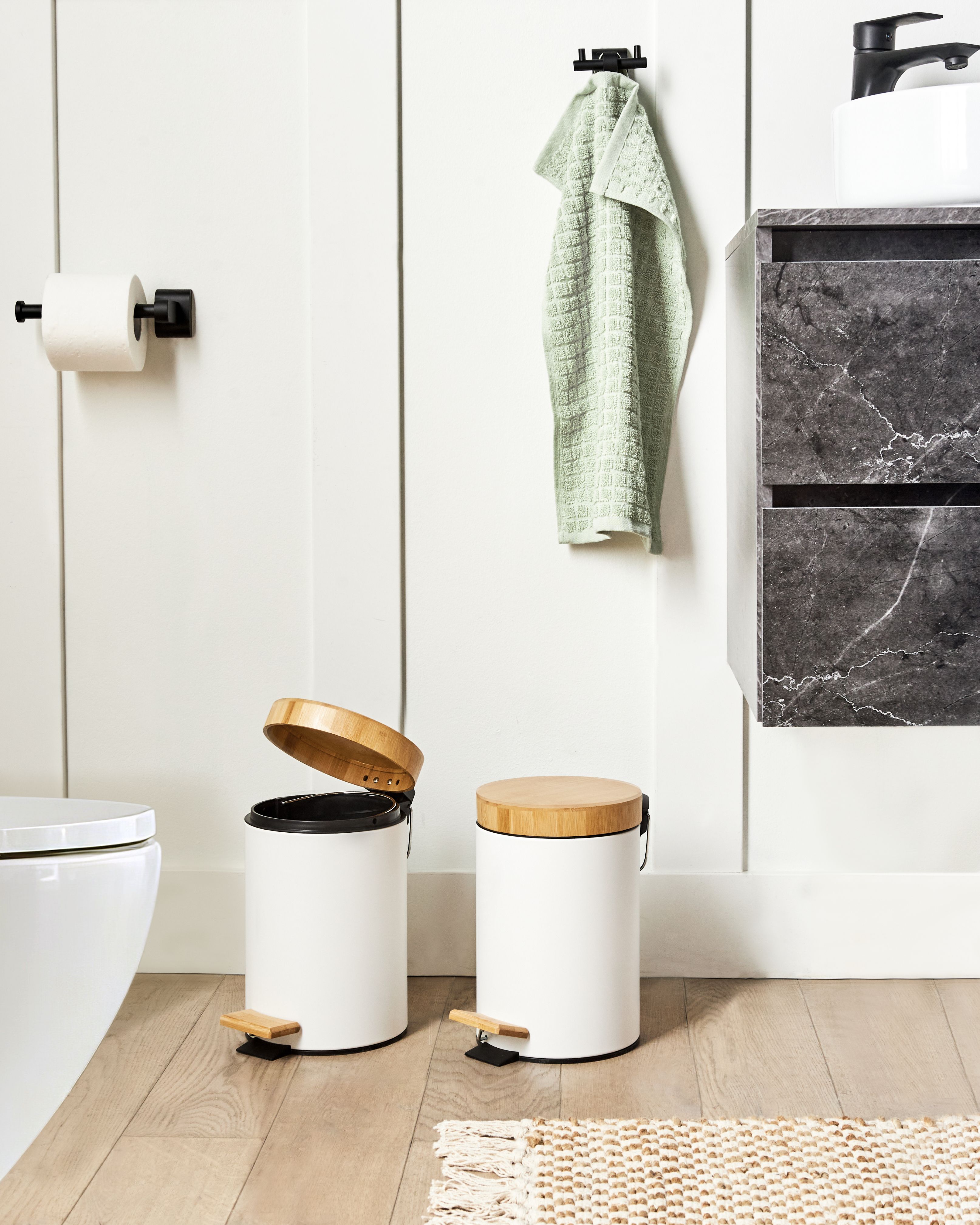 Set of 2 Pedal Waste Bins 3 L ECOSMART Metal White
