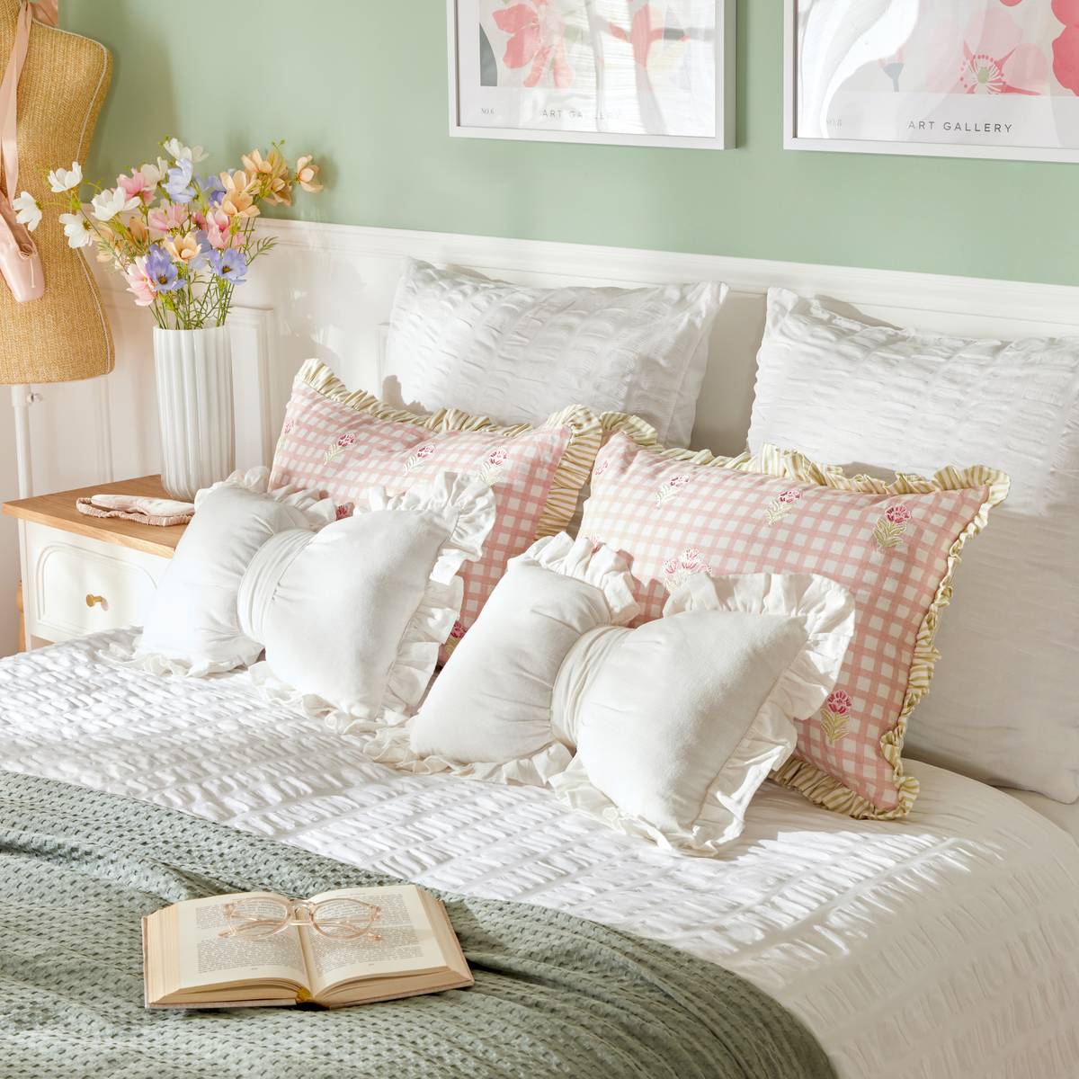 Cushion "Rose Flower" Pink, 58x38 cm