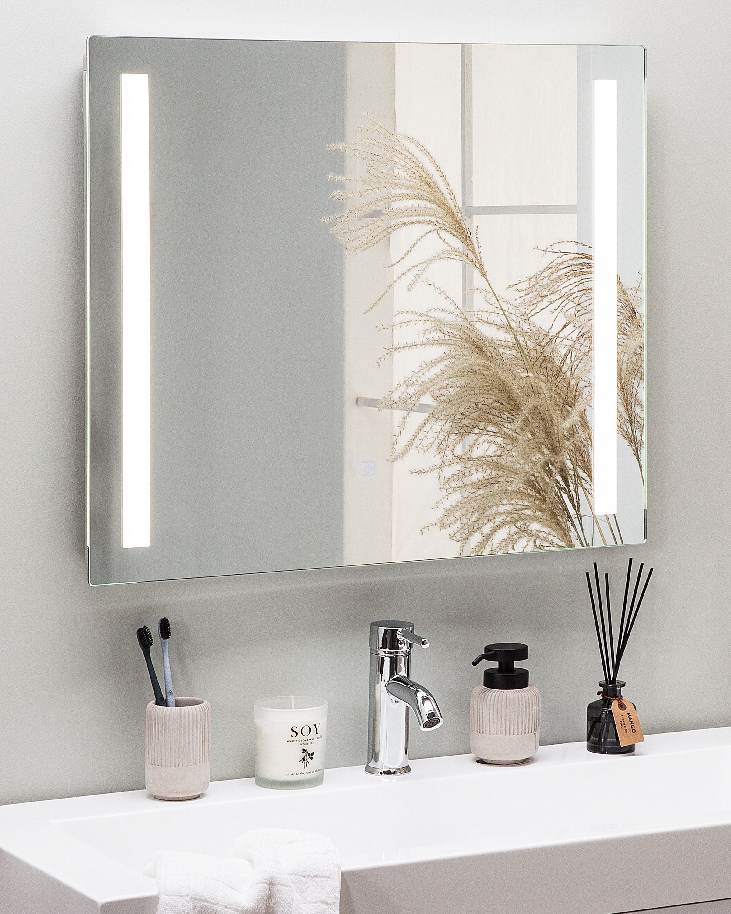 LED Bathroom Mirror LIRAC 70 cm 60 cm Silver