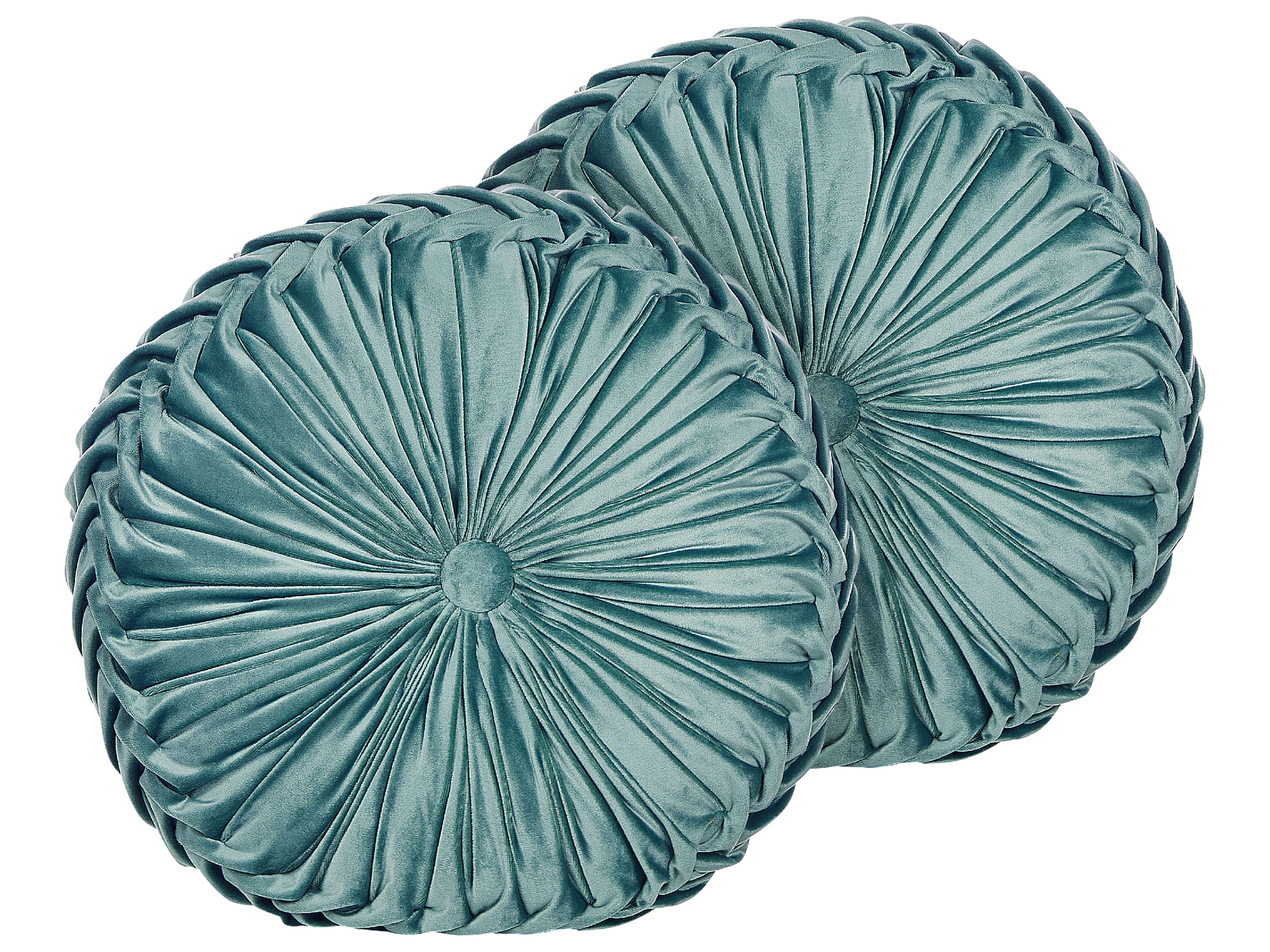 Set of 2 Decorative Cushions UDALA Velvet 40 x 40 cm Teal Solid
