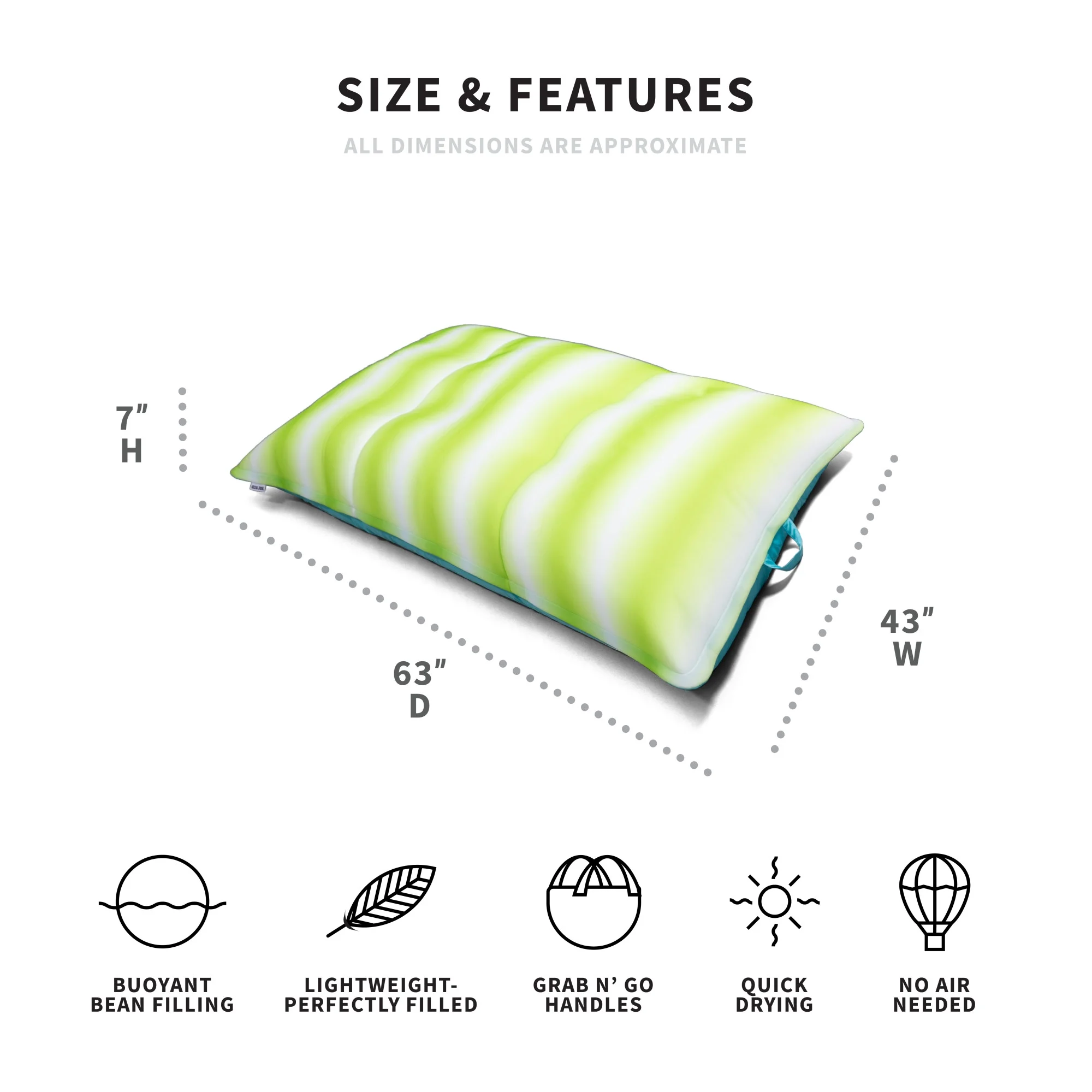 Big Joe Lagoon Lounger No Inflation Needed Pool Float, Americana Nautical Stripe Double Sided Mesh, Quick Draining Fabric, 5 feet Giant - Image 19