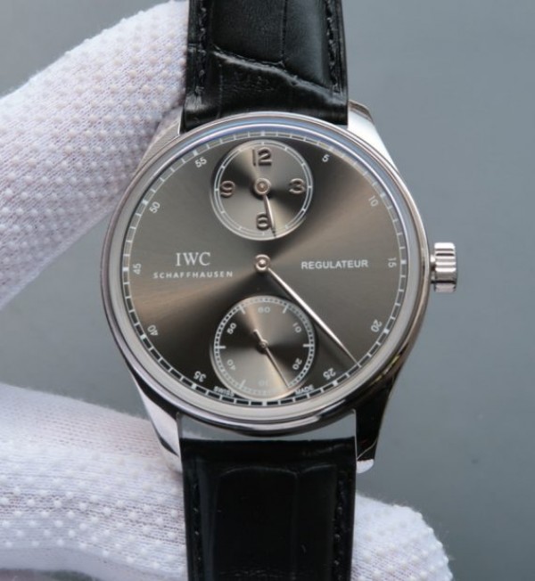 Replica IWC YLF Portuguese Regulateur Gray Dial Leather Strap A6498 - Top club