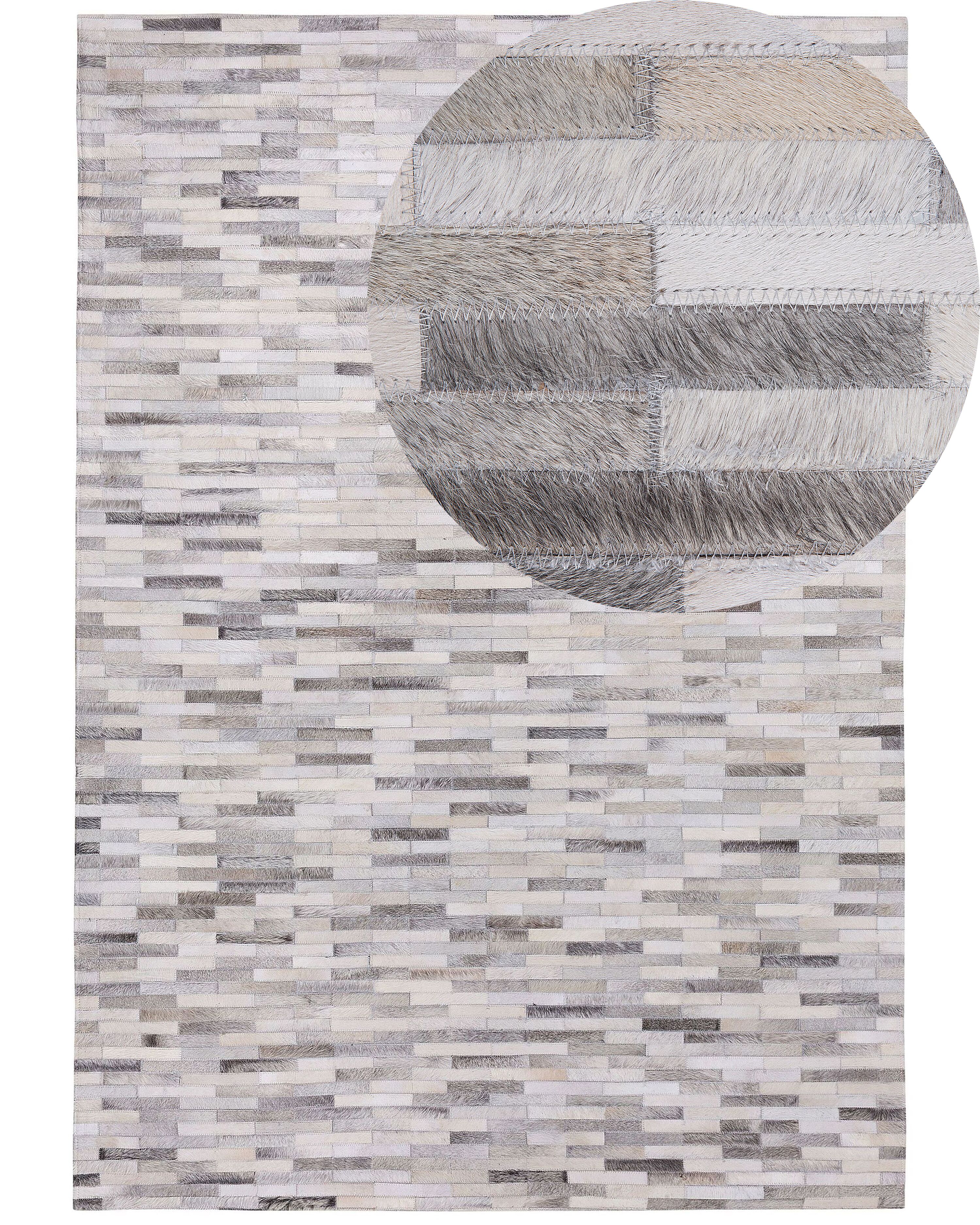 Rug AHILLI Grey 160 x 230 cm Leather