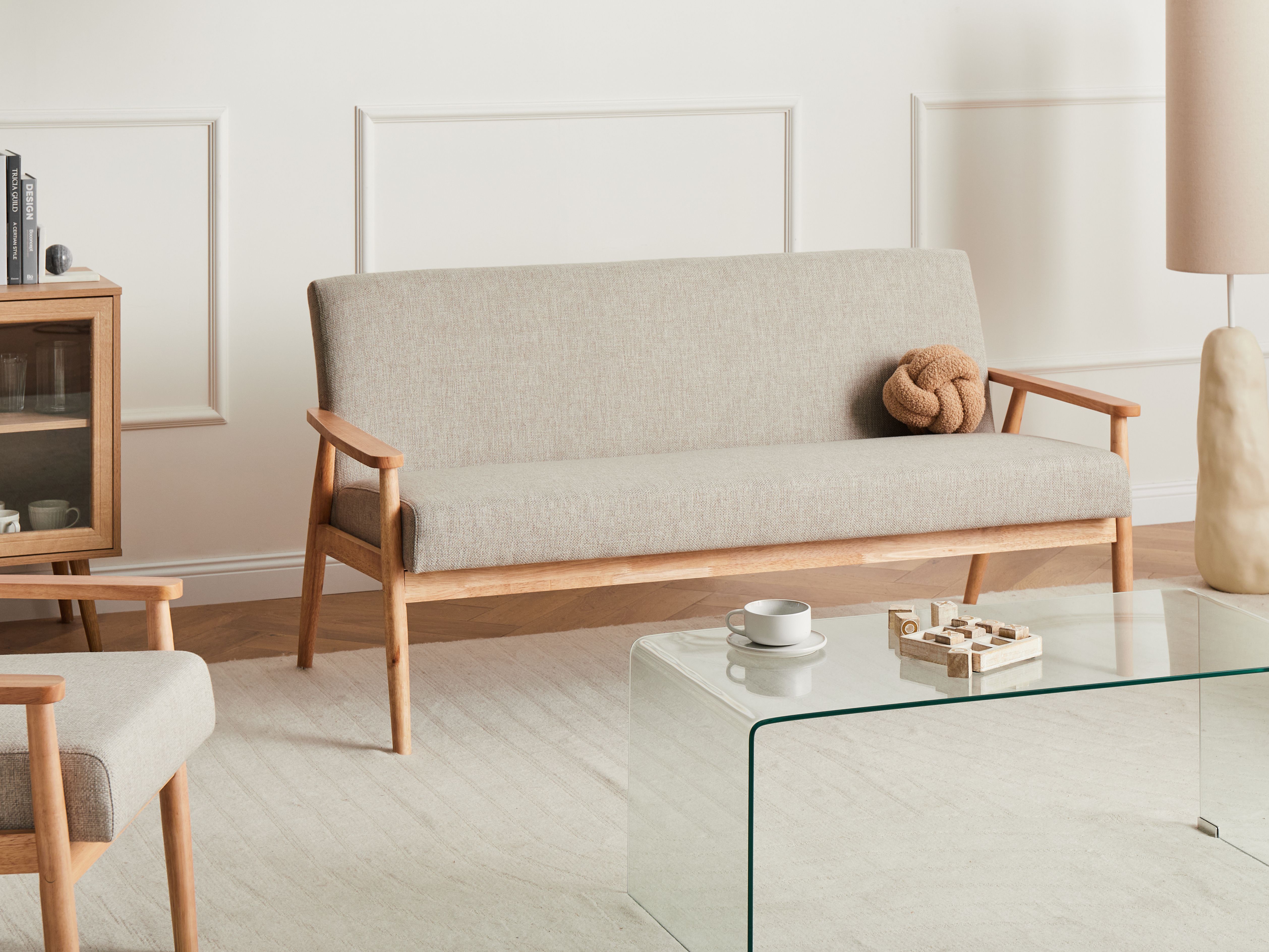Sofa 3 Seater ESRUM Fabric Light Brown/ Grey