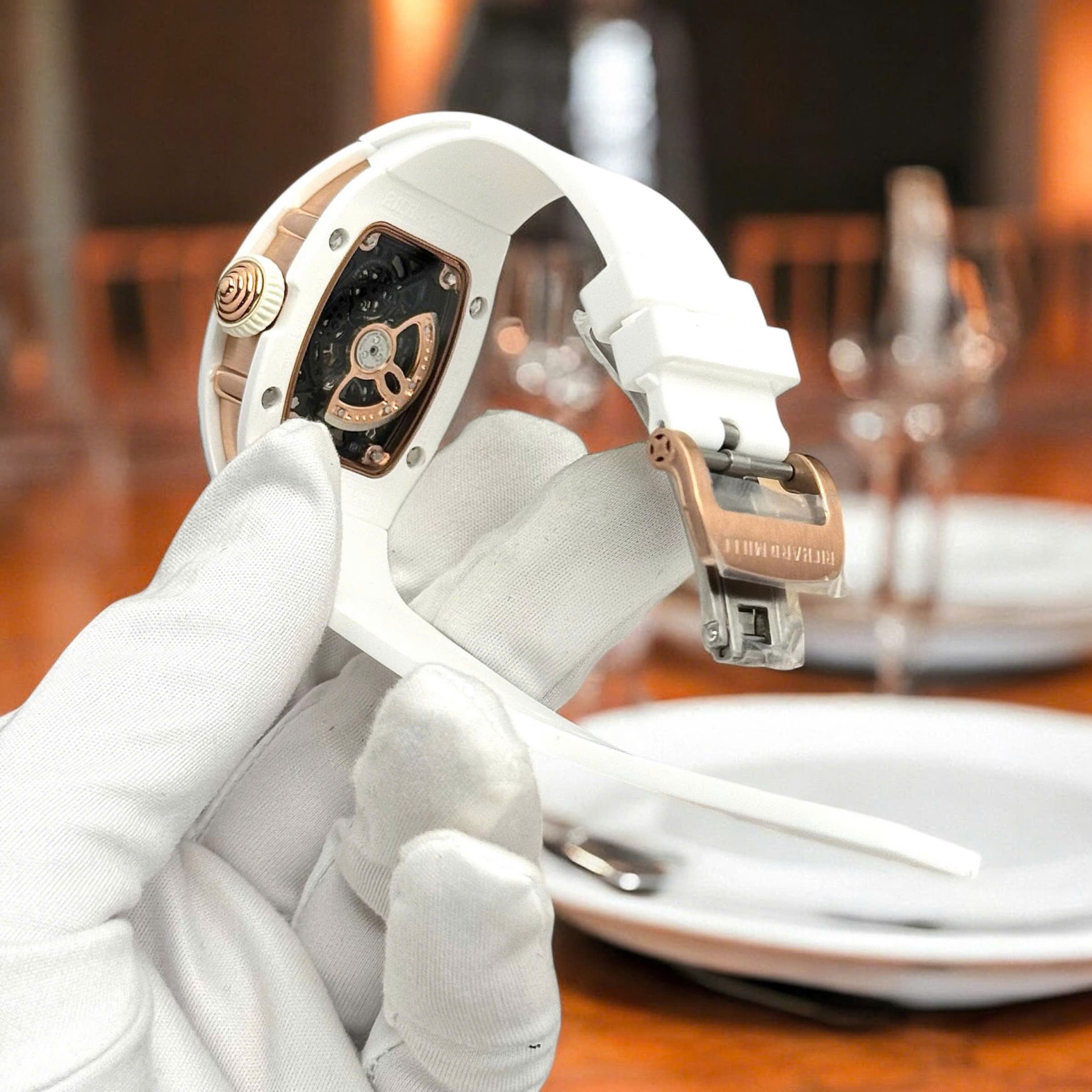 Richard Mille Super Clone Watches RM07 White Ceramic Women s Automatic Swiss Movement 36mm - Top club