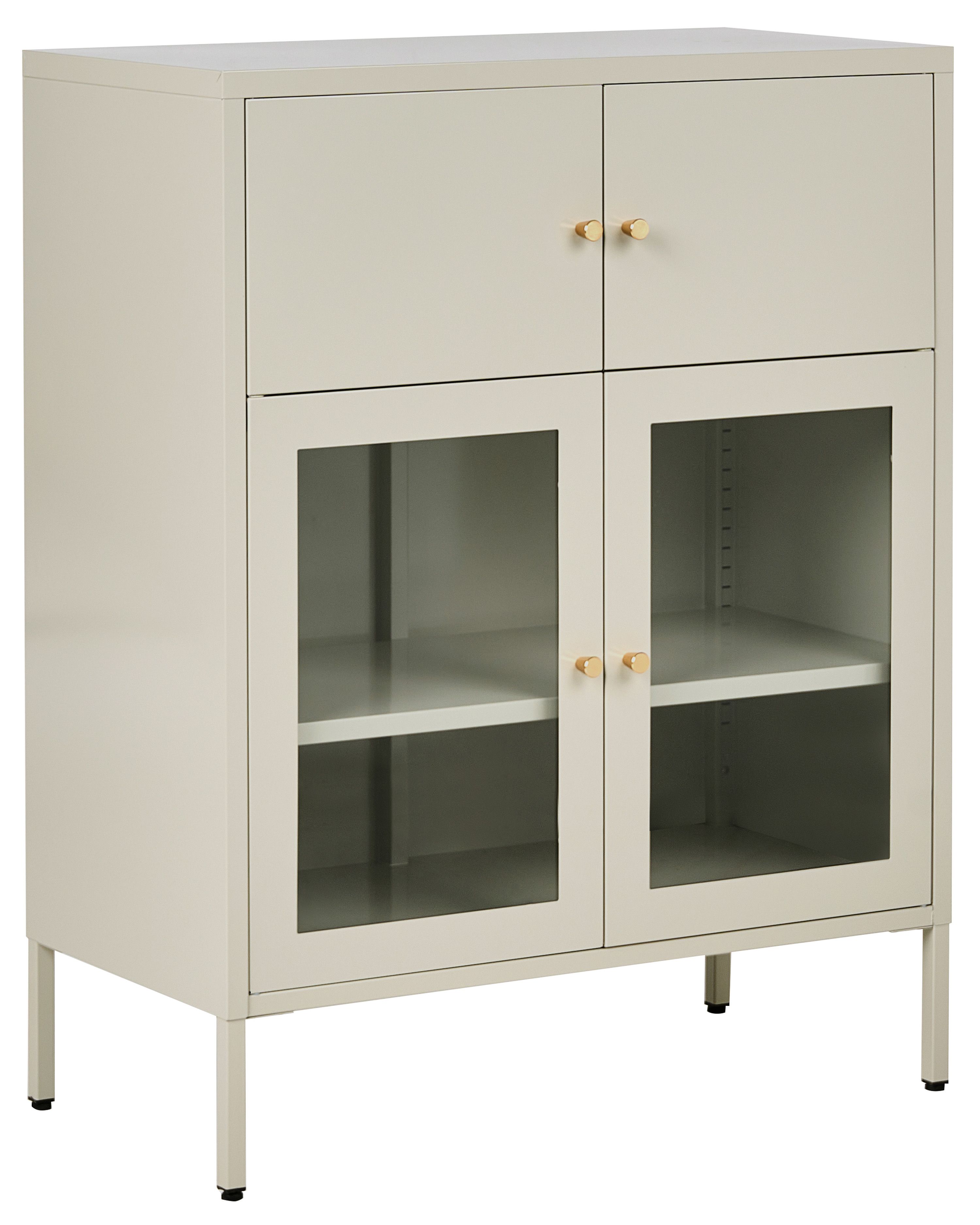 Glass Display Cabinet ESHOLT Metal 80 cm Light Beige