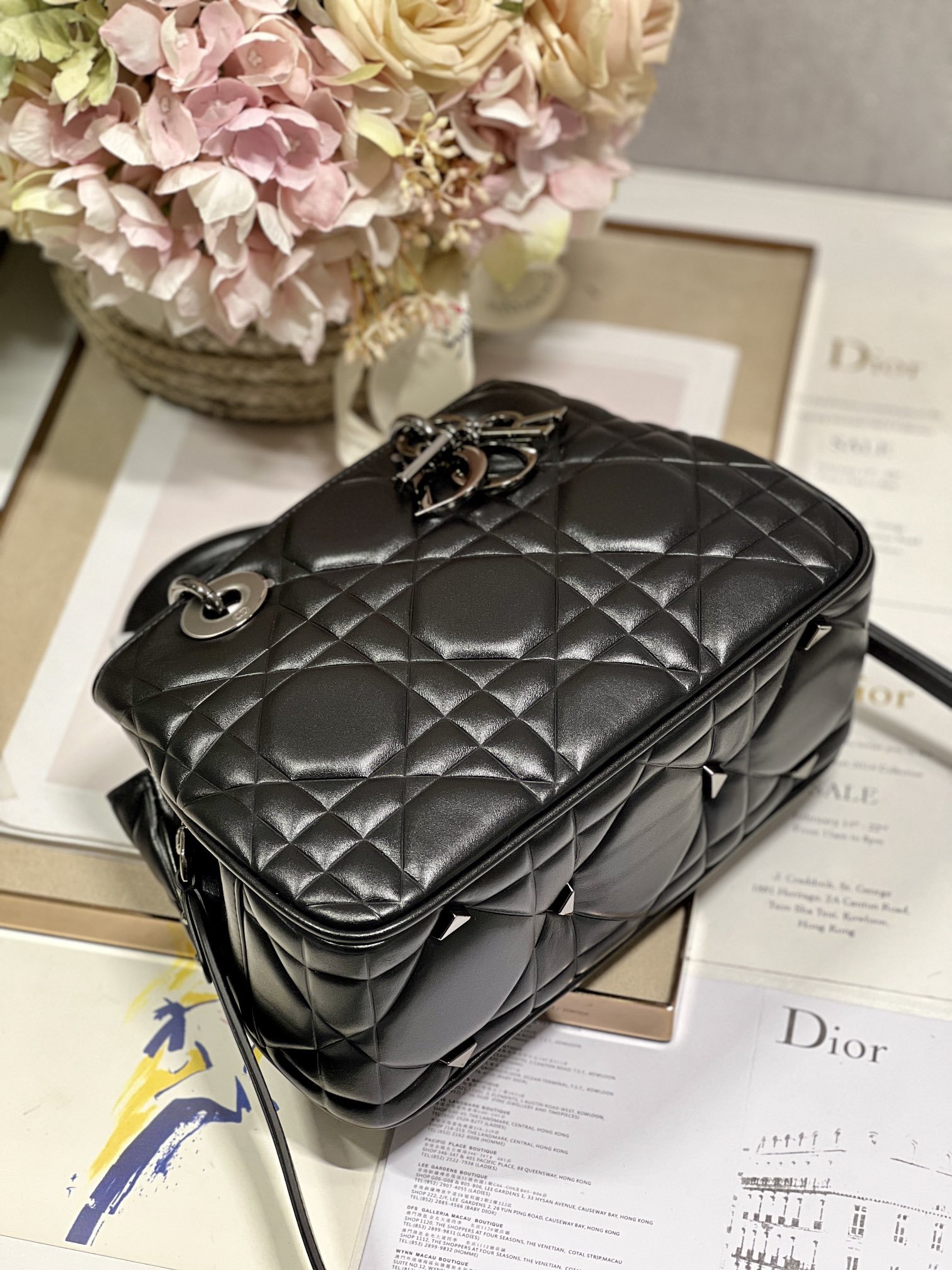 The Medium Lady 95.22 Bag With Black Tone Hardware Black/White/Grey For Women 9.5in/ 24cm1:1High-quality replica