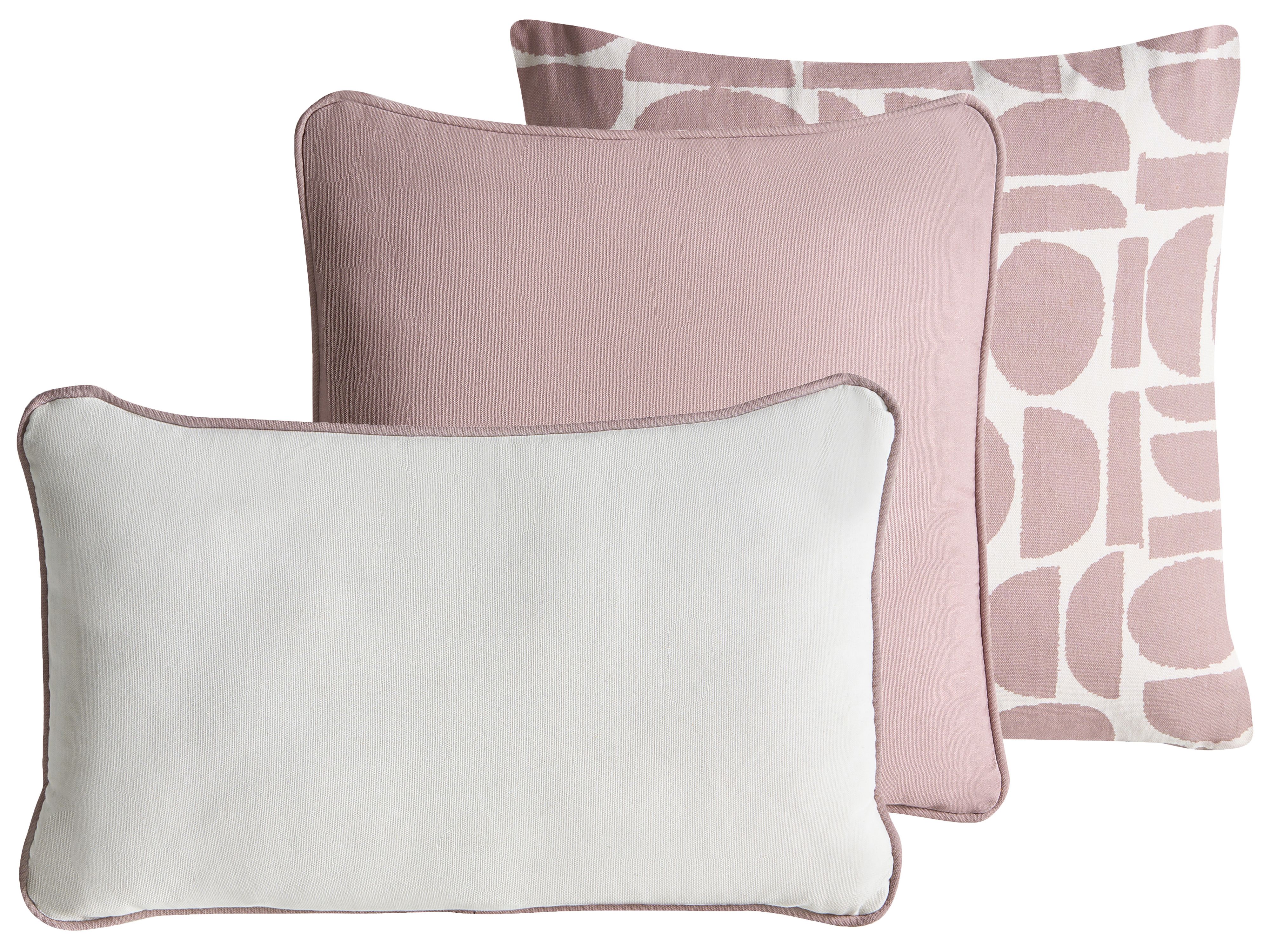 Set of 3 Decorative Cushions PENTACE Cotton 30 x 50 cm 45 x 45 cm Pink Solid