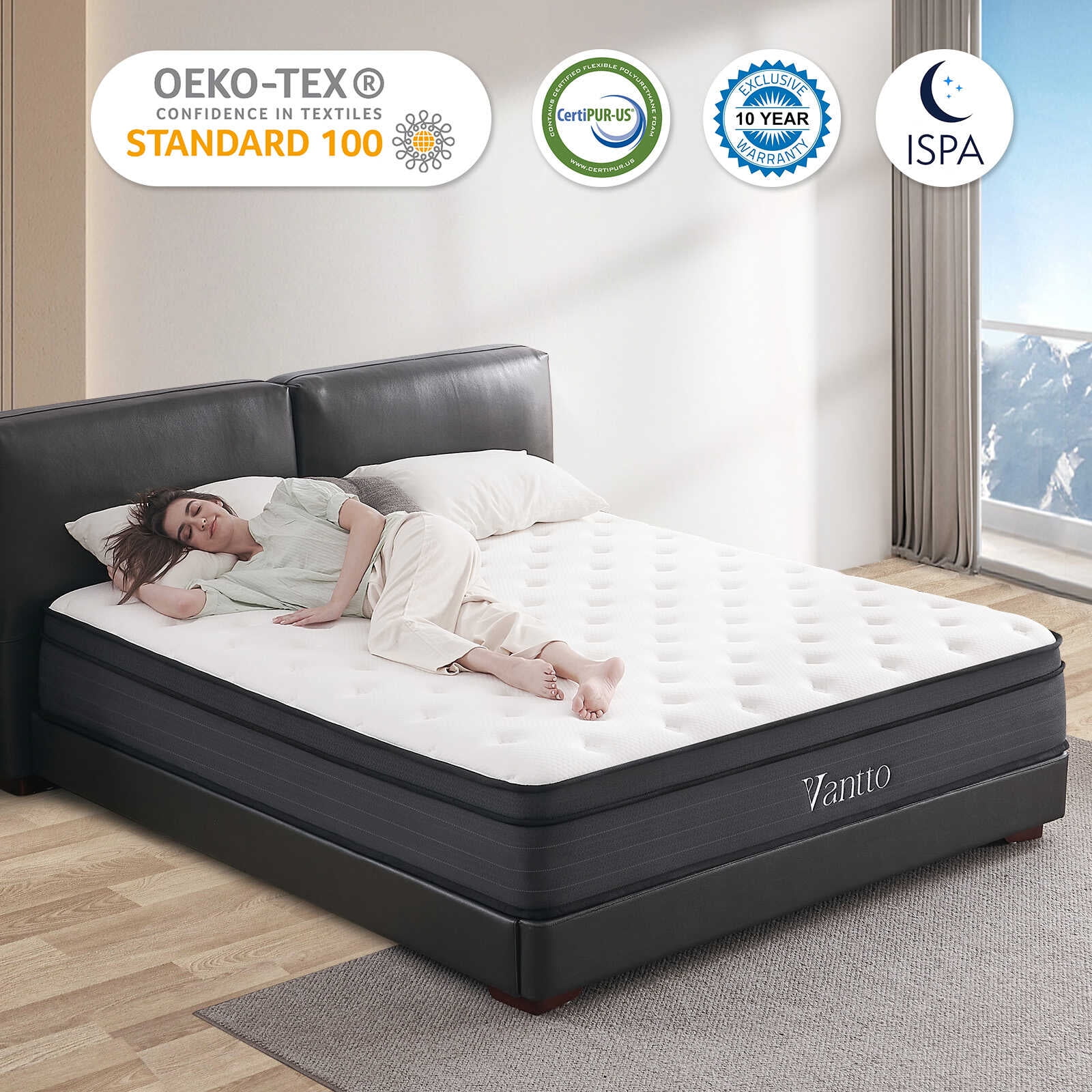 Vantto Queen Mattress, 12 Inch Hybrid Memory Foam Mattress in a Box, Pressure Relief, CertiPUR-US - Image 7