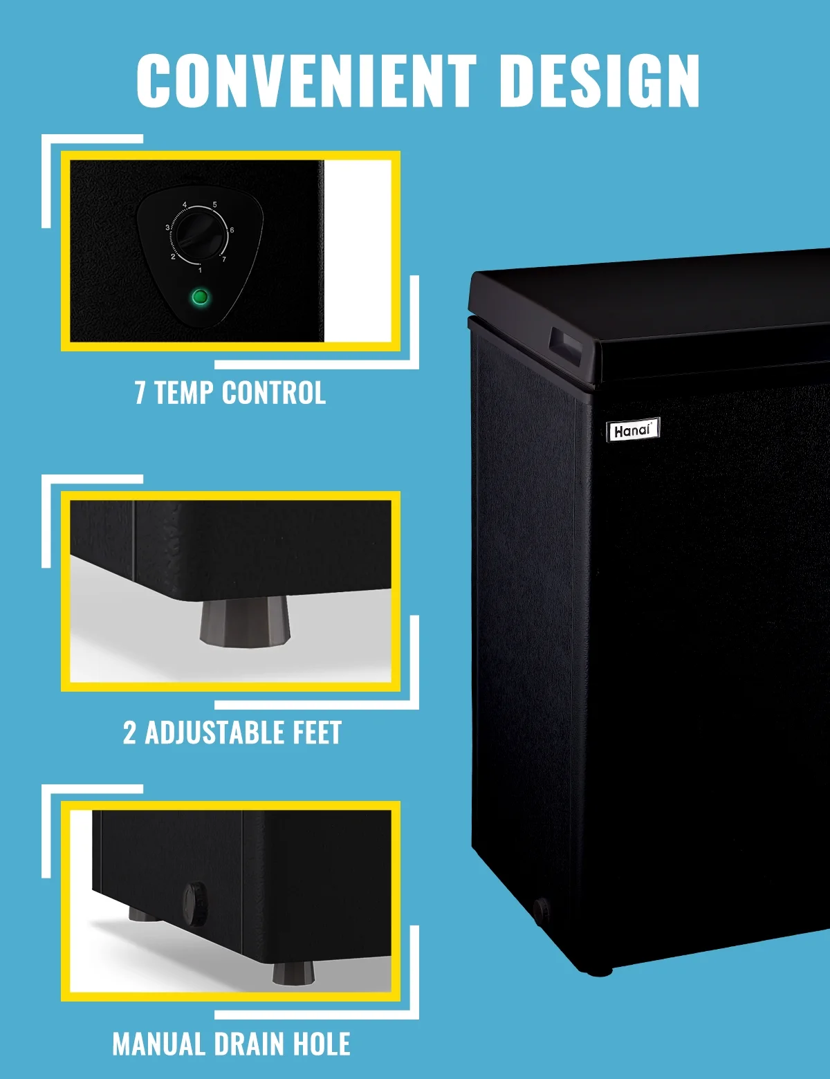 WANAI 3.5 Cu.ft Chest Freezer Small Deep Freeze with 7 Gears Temp Control Office Dorm Kitchen White - Image 13