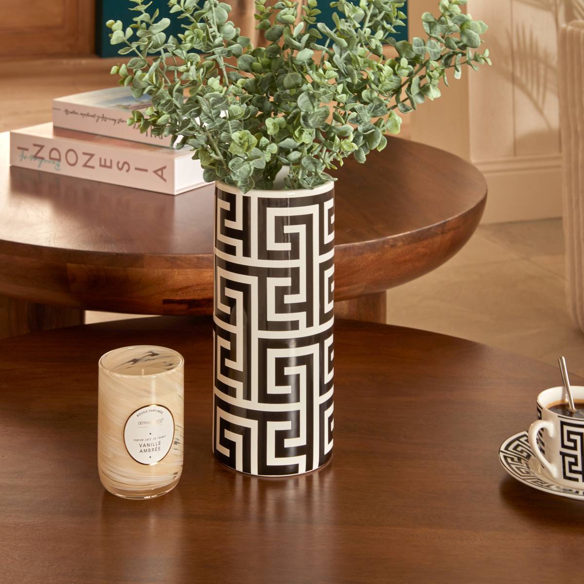 Vase "Reso" Black & White, H.26 cm