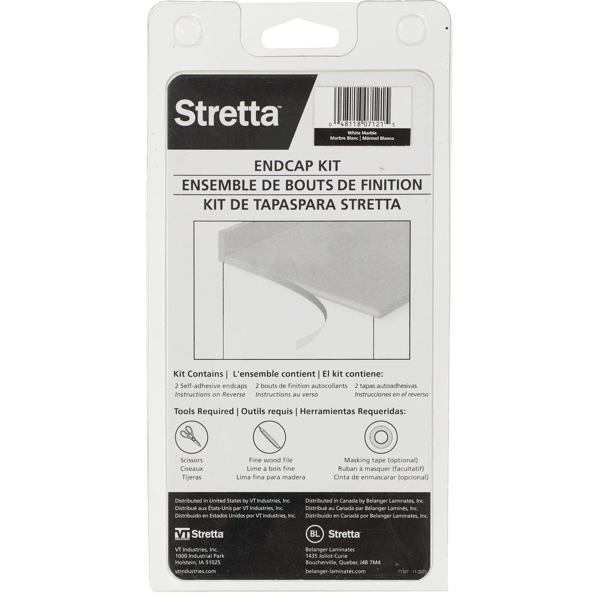 VT Industries Stretta Laminate Countertop White Marble End Cap Kit