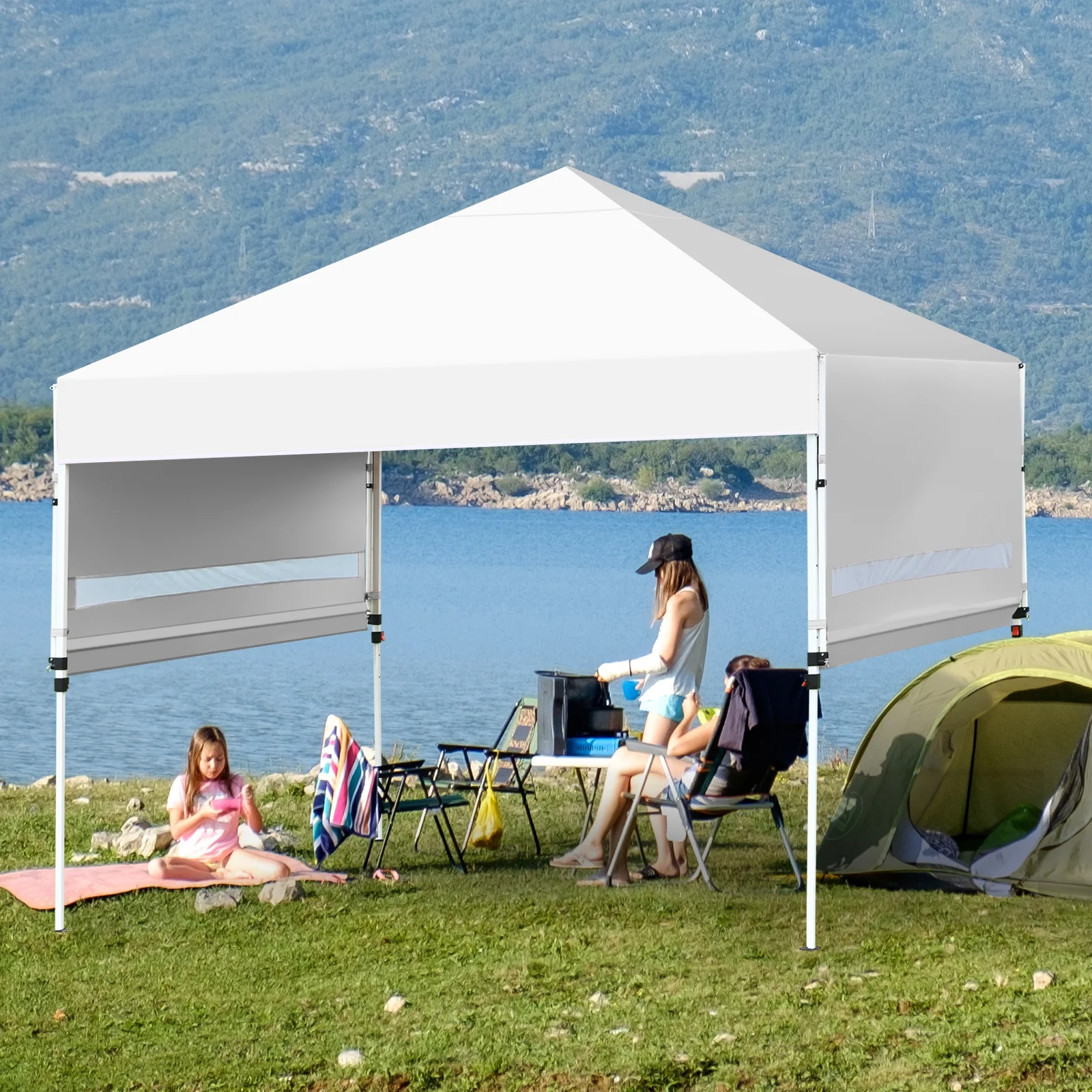 Patiojoy 10x17ft Pop up Canopy 3 Height Adjustment Folding Tent with Roller Bag White - Image 4