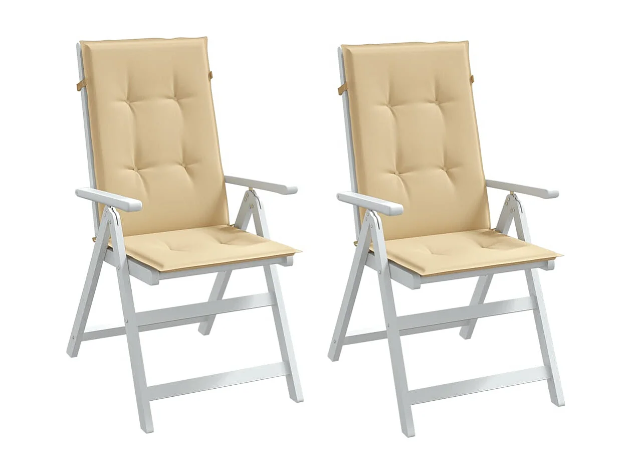 Coussins de chaise à dossier haut lot de 2 beige mélangé tissu