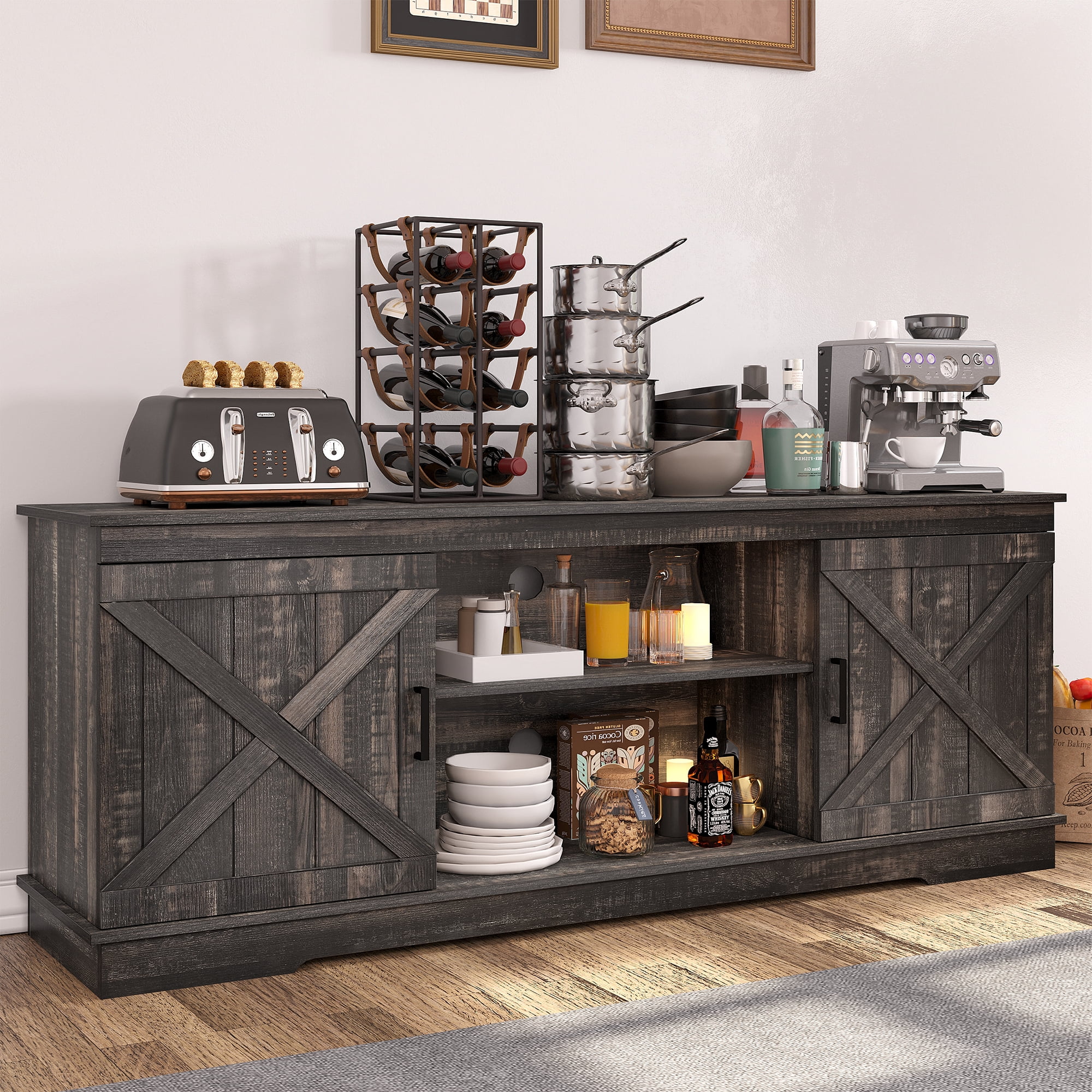 Dextrus Farmhouse TV Stand for 65 inch TV, Entertainment Center for Living Room, TV Media Console Cabinet, Grey Wash - Image 18