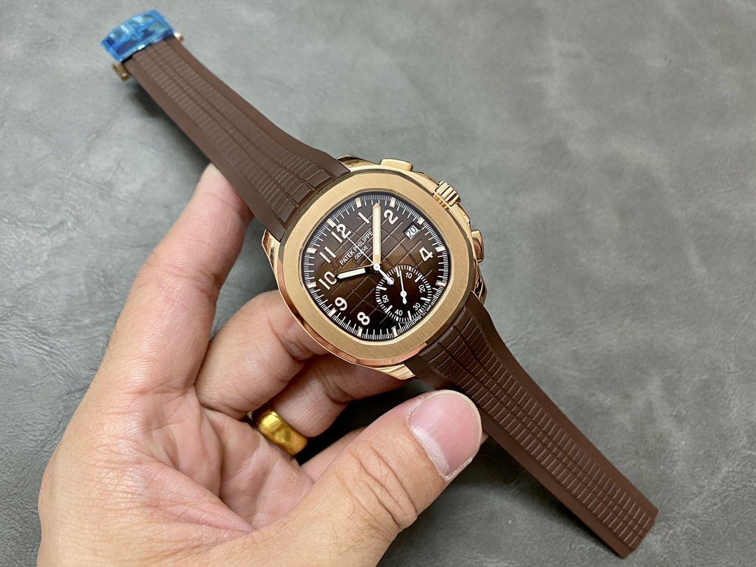 Fake Patek Philippe Replica Watch Aquanaut Chronograph Rose Gold Brown Dial 5968R-001 GRF(1:1 replica) - Top club