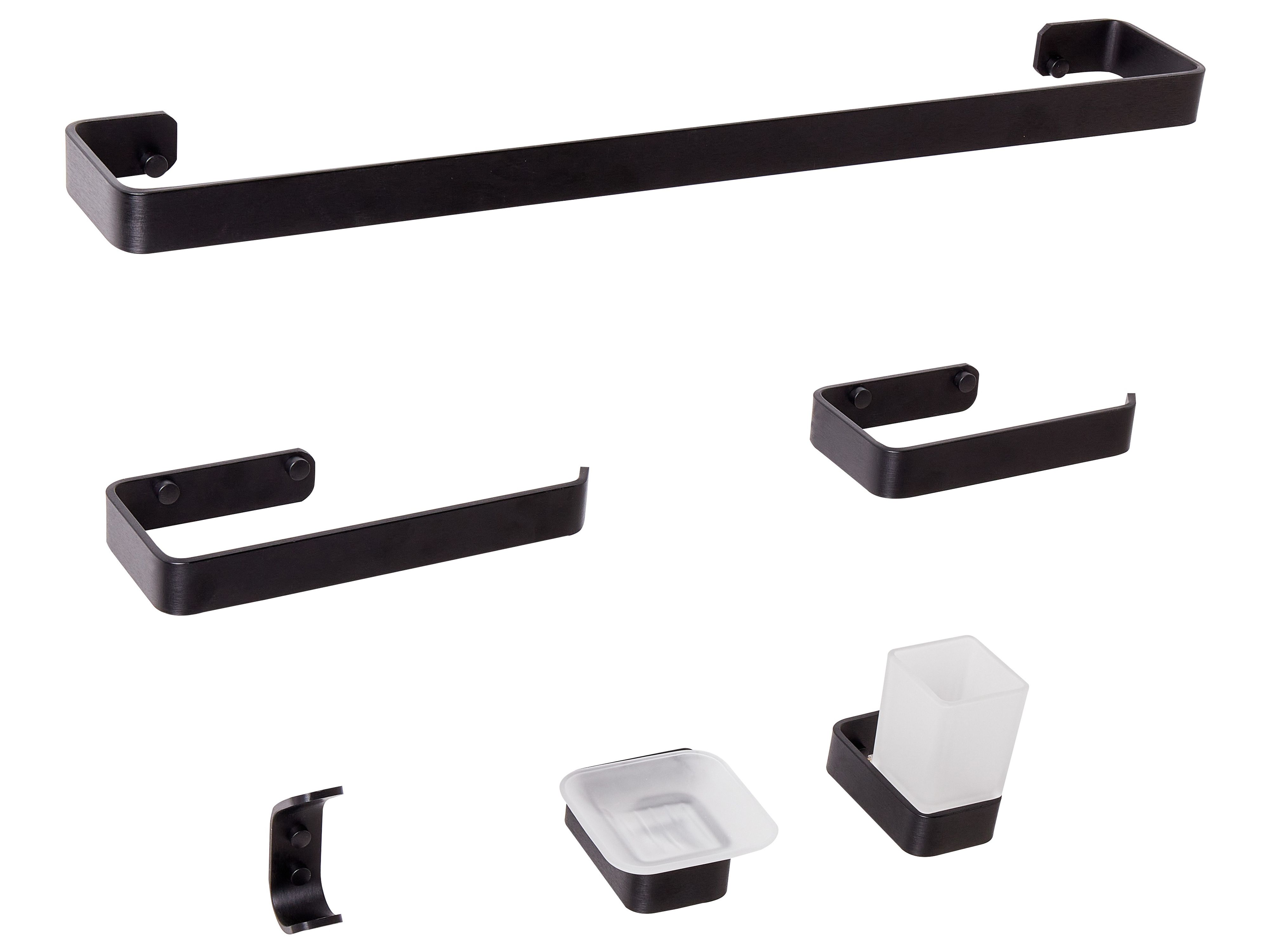 6-Piece Bathroom Hardware Set ZORRITOS with Towel Bars and Hooks Metal Black