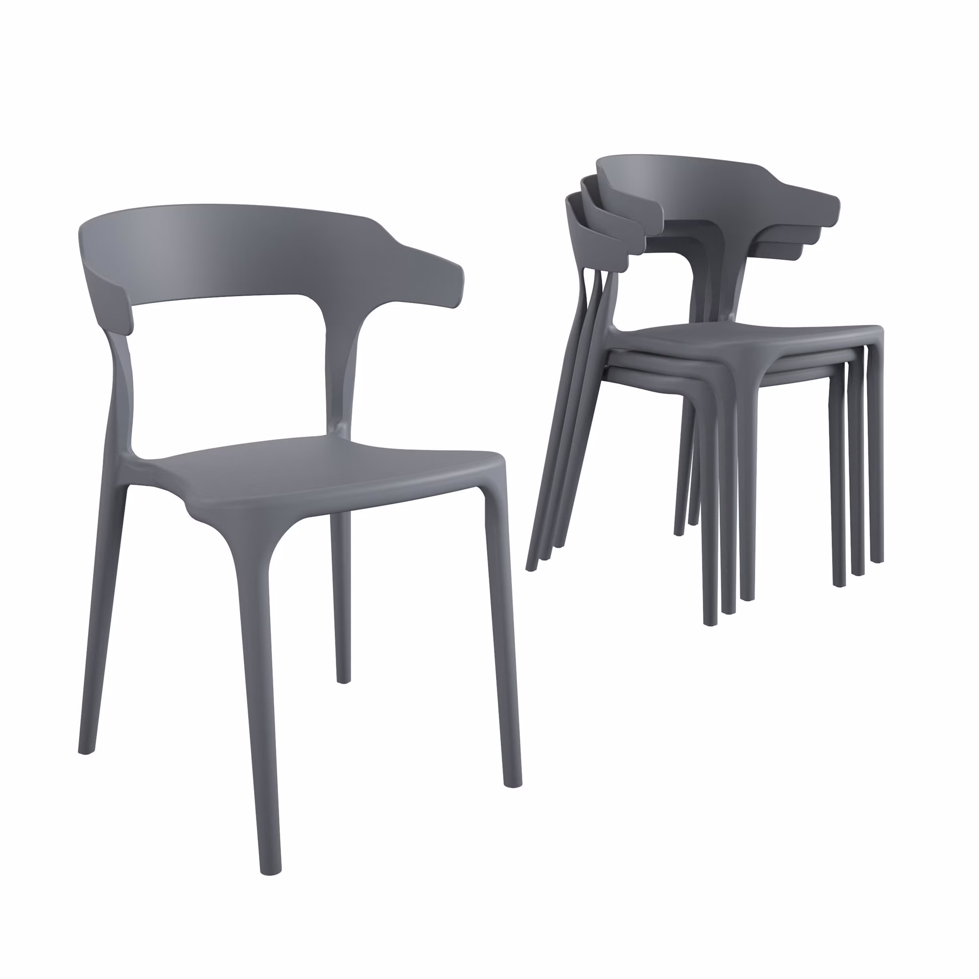 Novogratz Poolside Felix Stacking Dining Chairs, Indoor/Outdoor, 4-Pack, Charcoal Novogratz Poolside Felix Stacking Dining Chairs, Indoor/Outdoor, 4-Pack, Charcoal