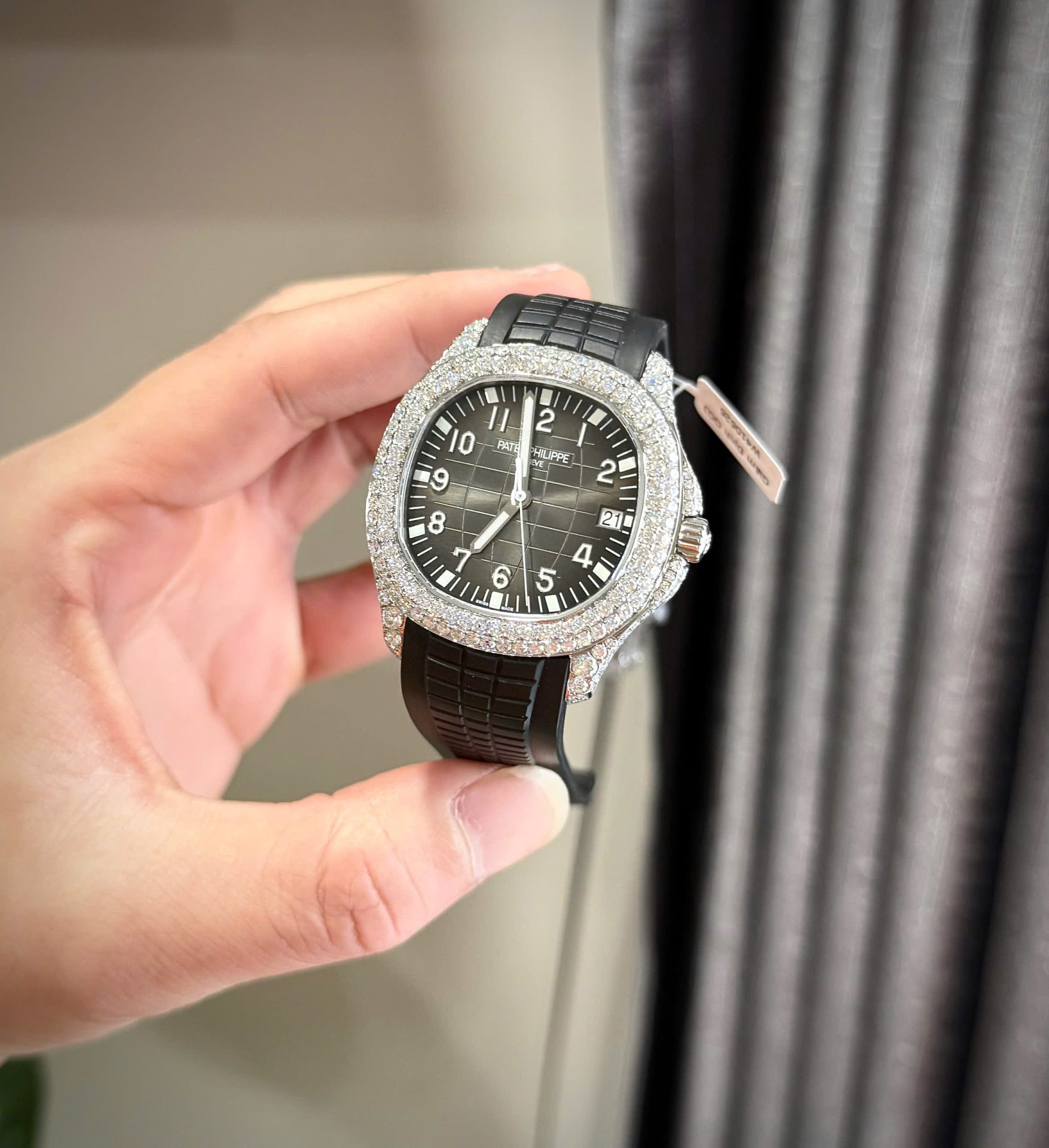 Patek Philippe Aquanaut 5167 Dial Gray Replica Watch Custom Moissanite Diamonds 40mm - Top club