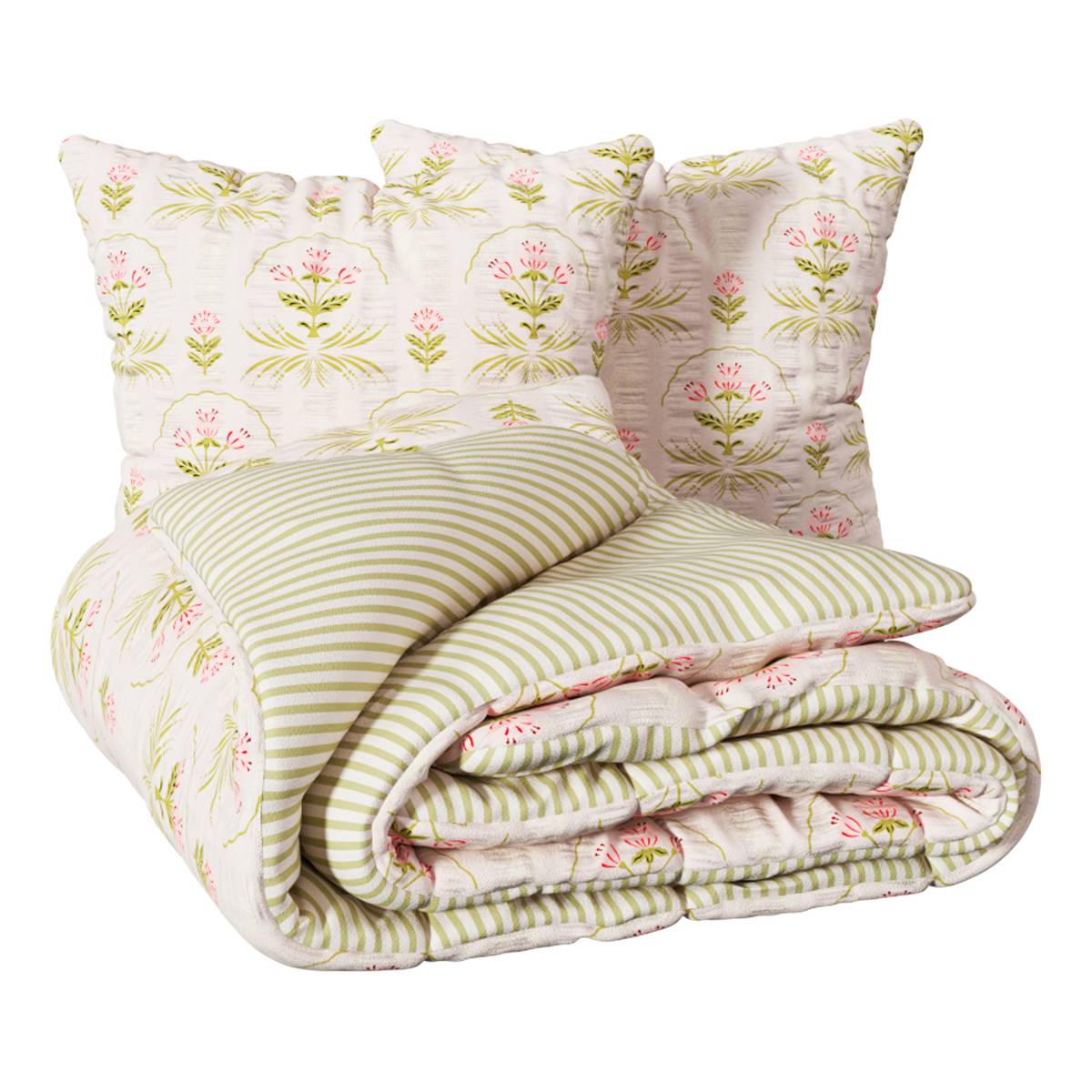 "Rose Blossom" Bedding Set White, 240x220 cm