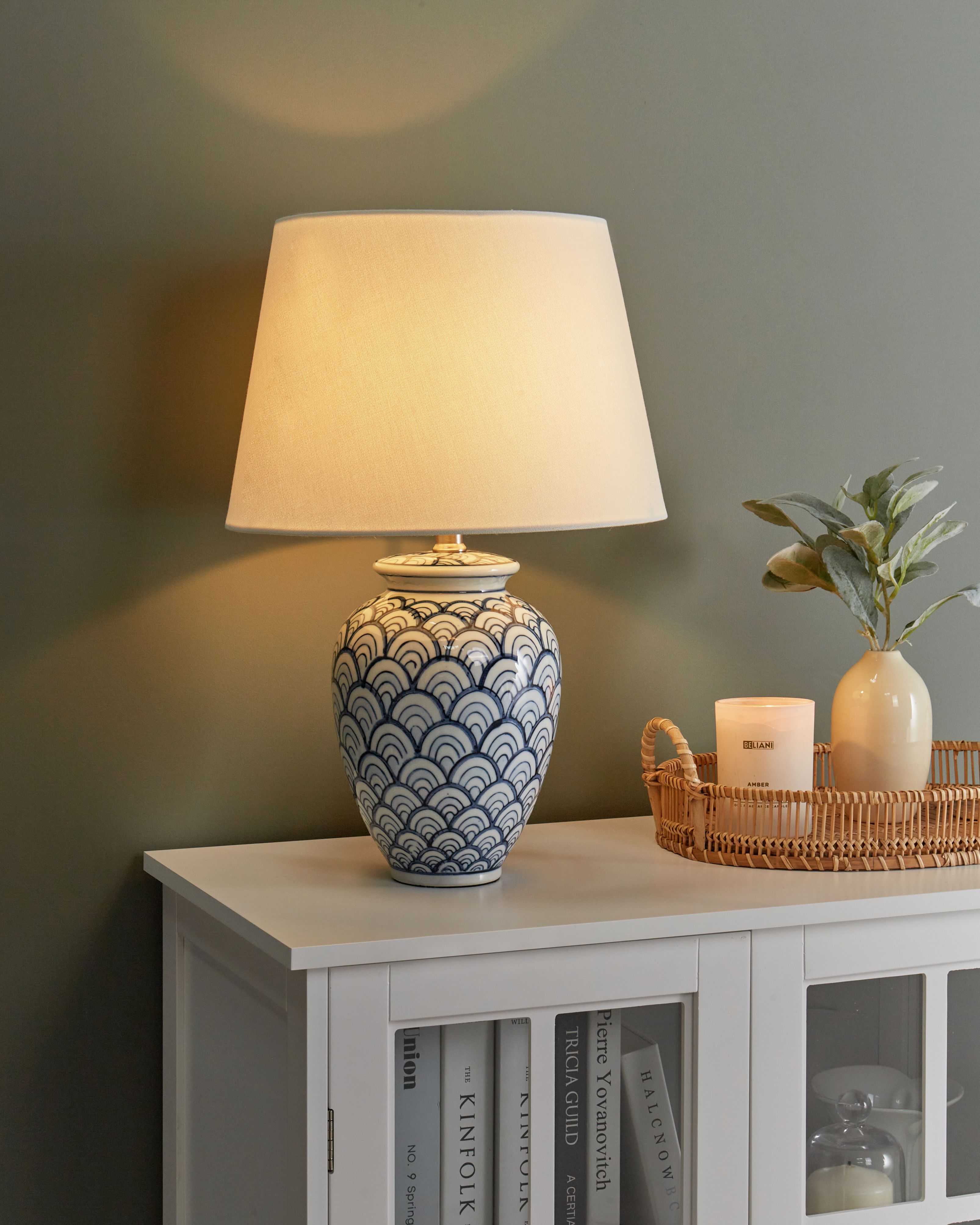 Table Lamp JAUCA Porcelain White/ Blue