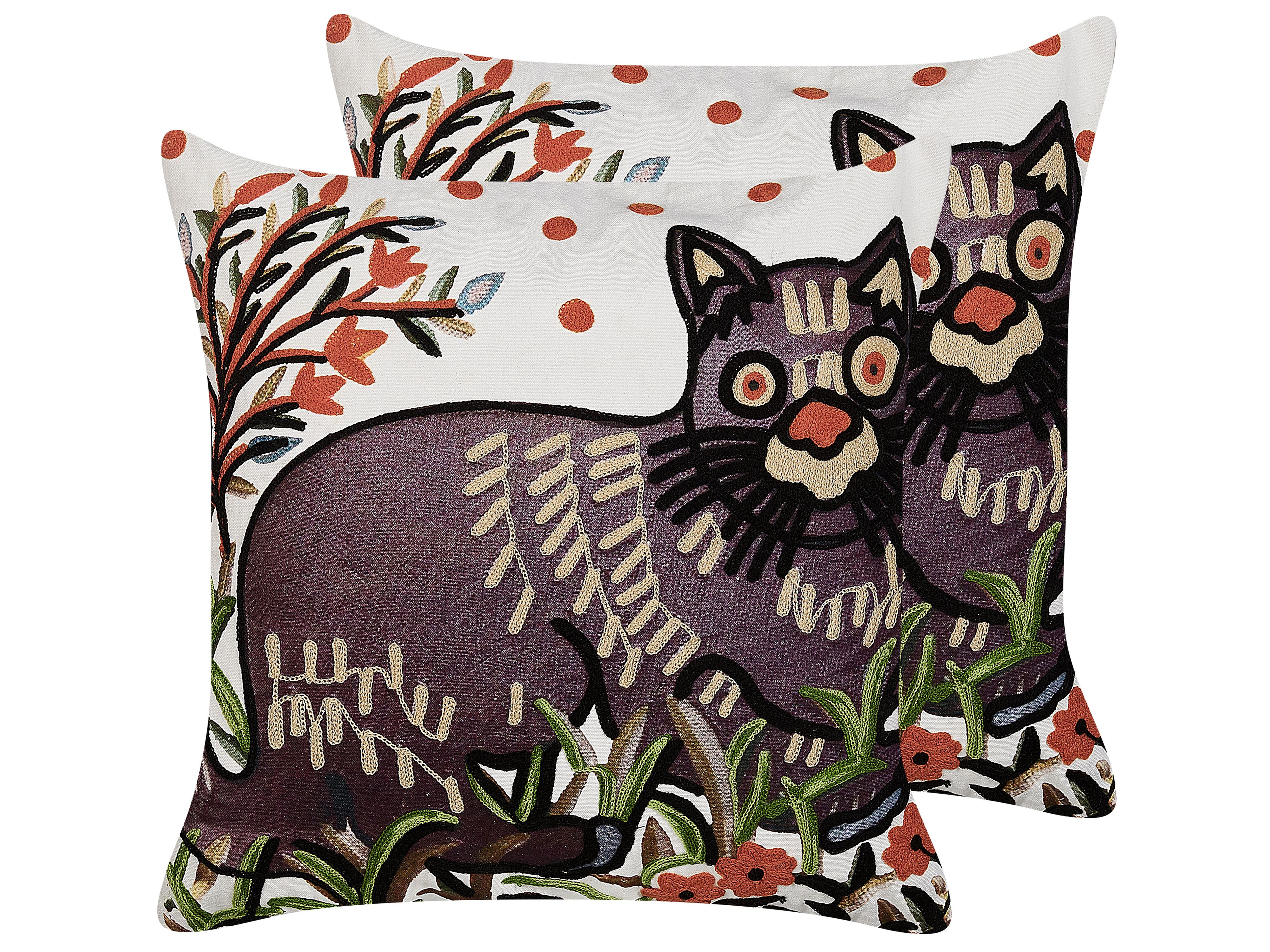 Set of 2 Decorative Cushions PHUSRO Cotton 50 x 50 cm Multicolour Animal Pattern