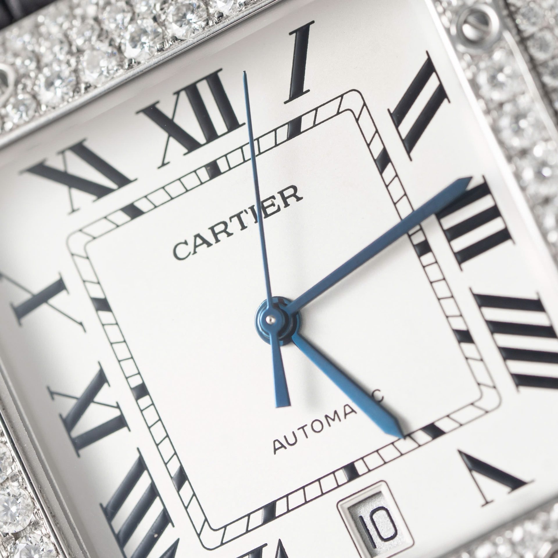 Cartier Santos With Moissanite Diamond Hong Kong Rep 11 Watch Leather Strap 39.8mm - Top club