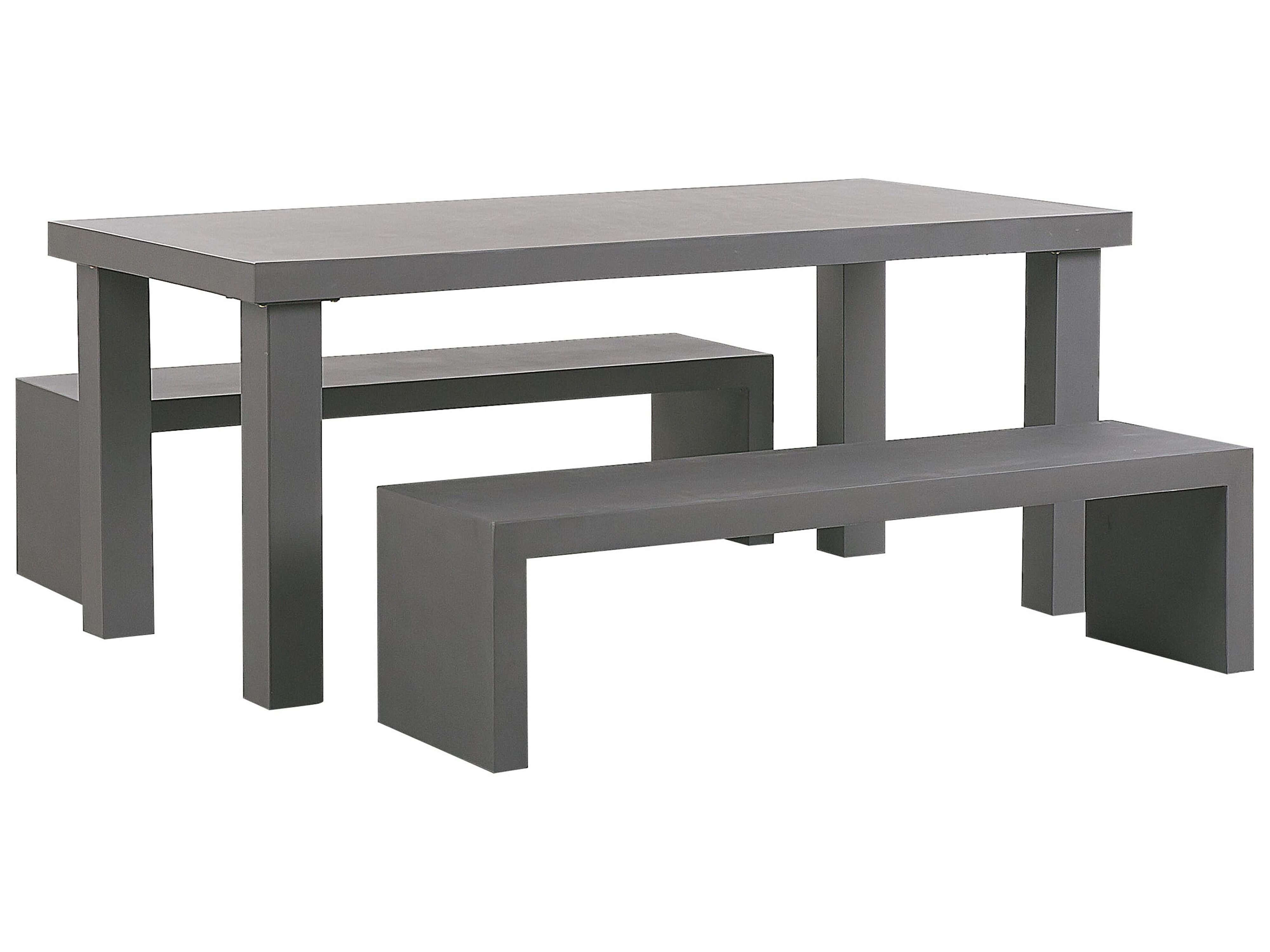 Garden Dining Set with Benches 4 Seater TARANTO Concrete Grey