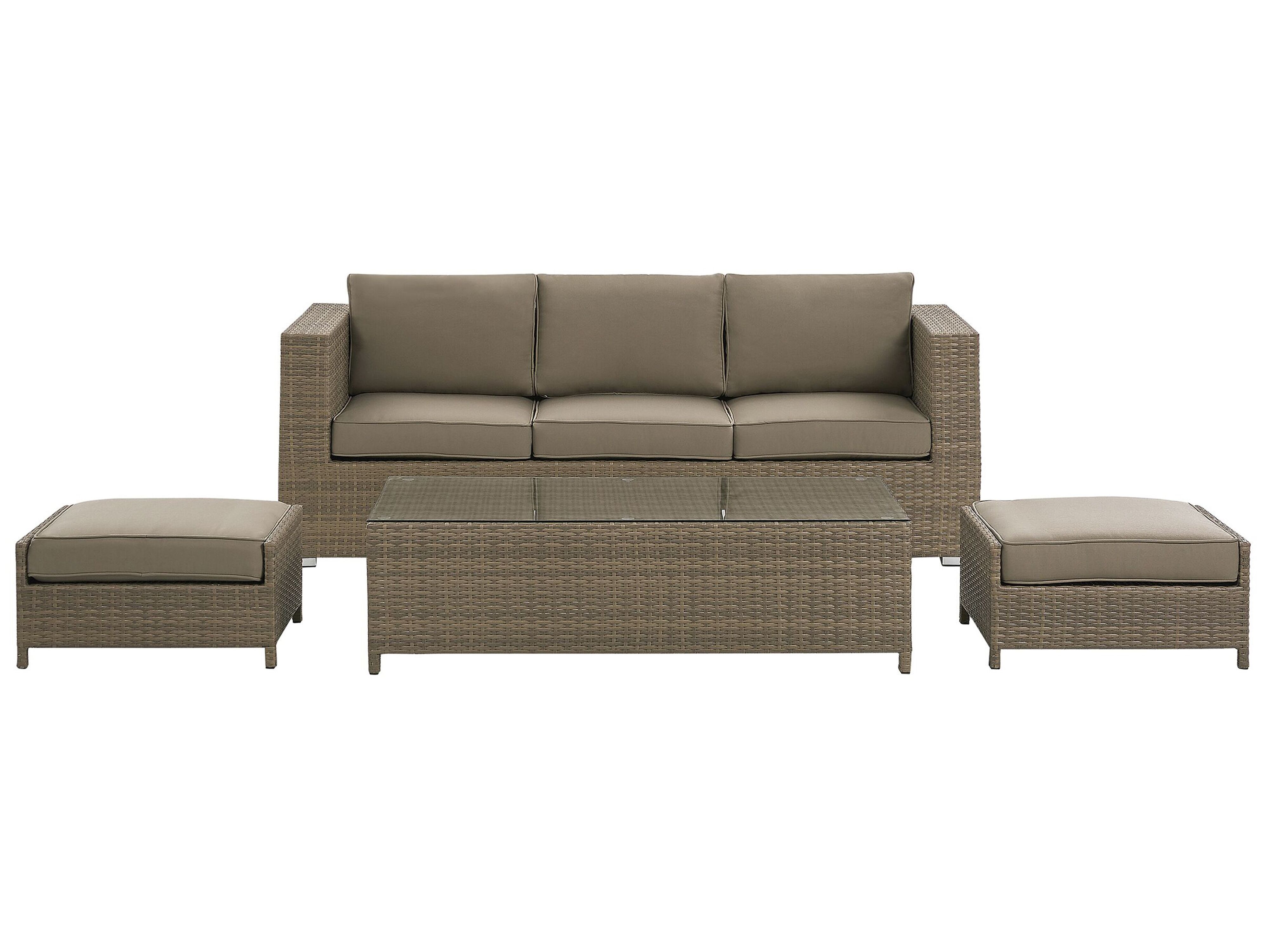 Garden Lounge Set with Table 5 Seater BELLUNO PE Rattan Brown