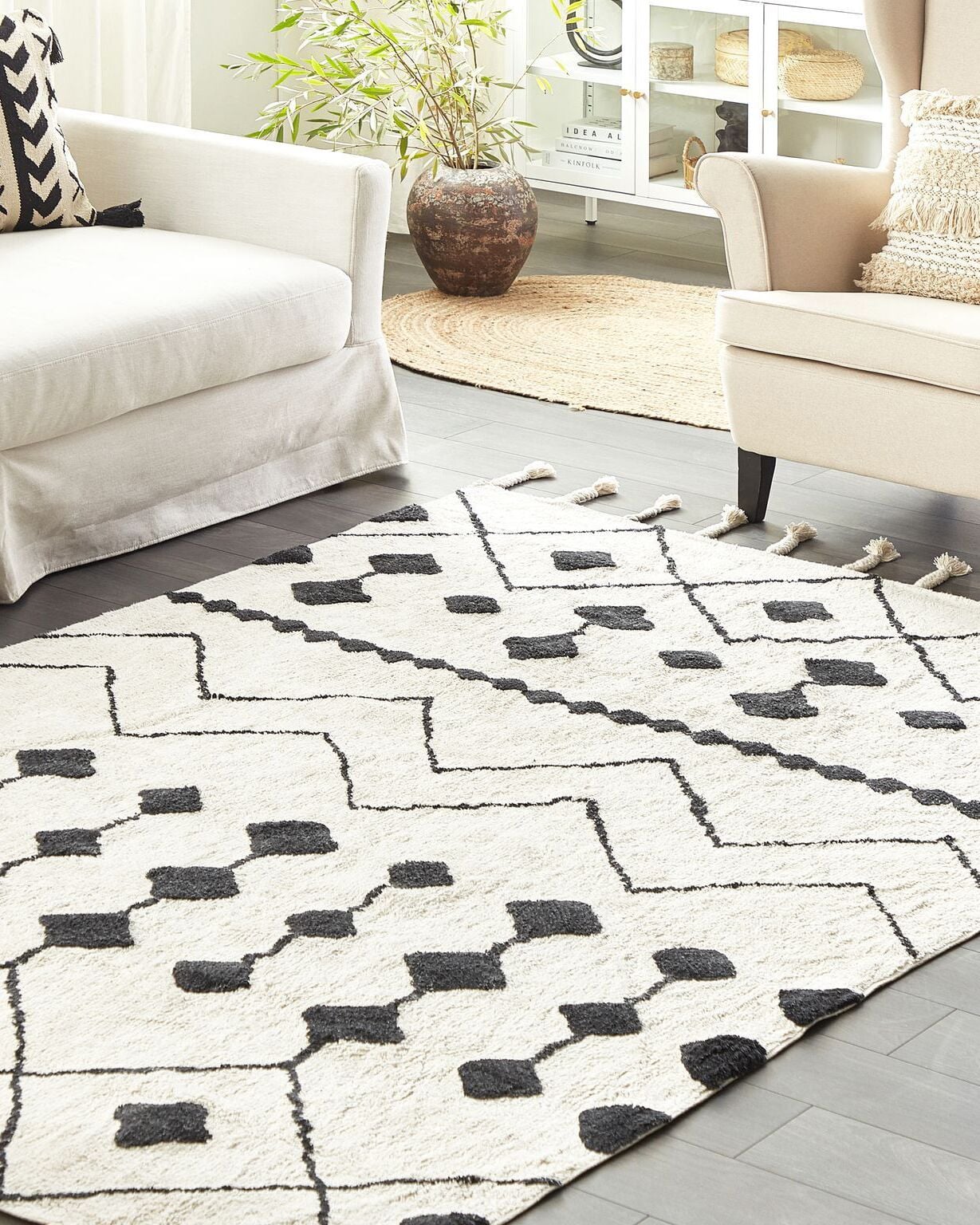 Rug KHEMISSET Off-White 160 x 230 cm Cotton