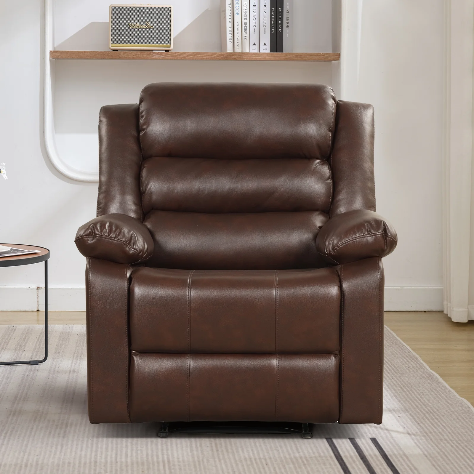 Bonzy Home Recliner Chairs for Living Room Overstuffed Breathable Fabric Reclining Chair Manual Sofa Brown - Image 27