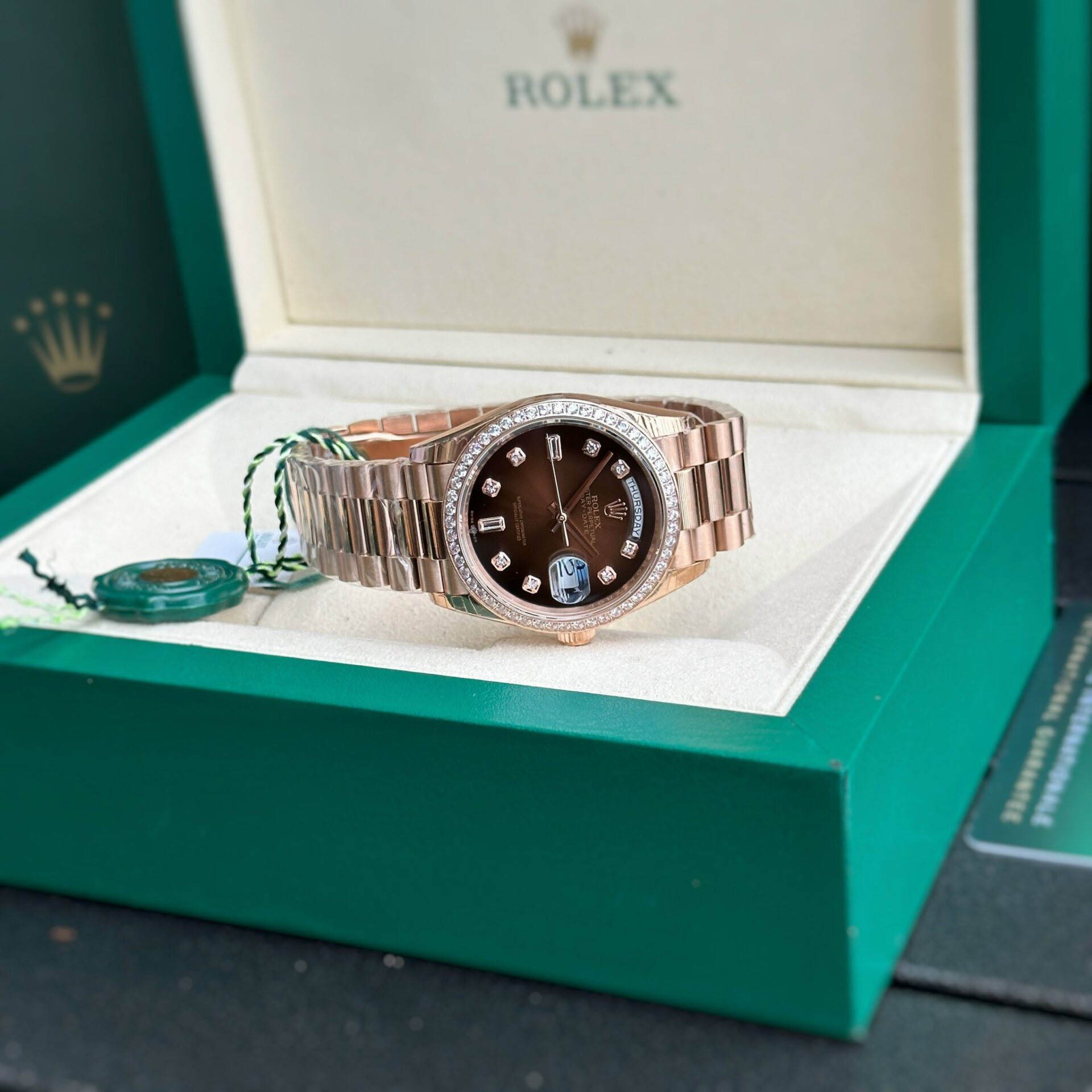 Rolex Day-Date Fake Watch Dial Chocolate EW Factory 36mm - Elite Watch Atelier