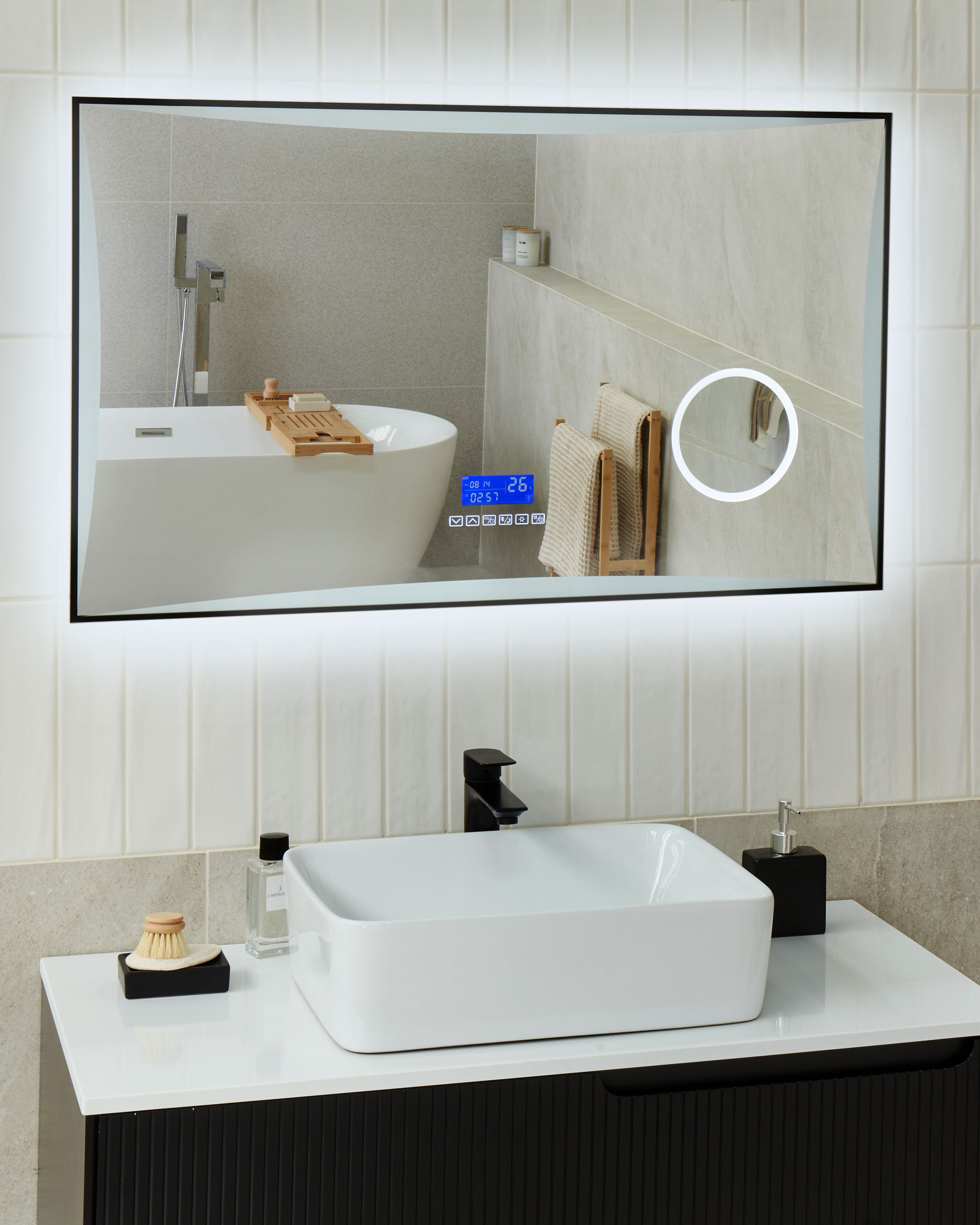 LED Bathroom Mirror ONLAY 100 cm 60 cm Silver