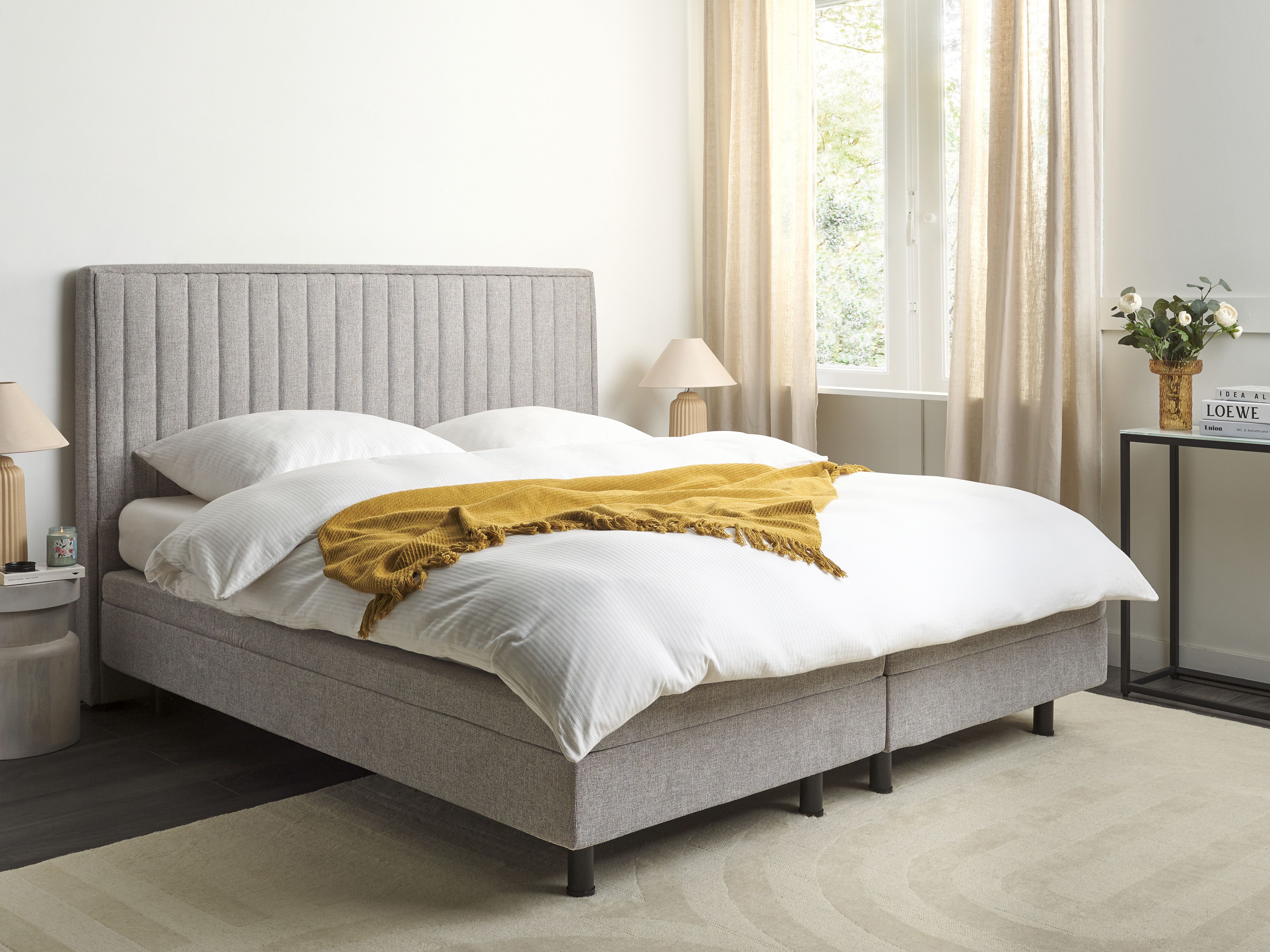 Adjustable Bed Fabric CASTELLAN 180 x 200 cm (EU Super King) Light Grey