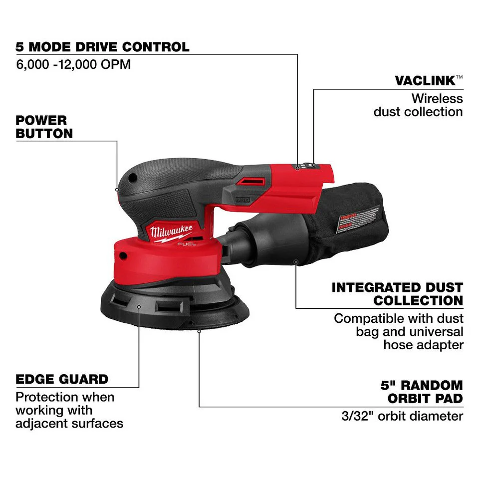 Milwaukee 2837-20 M18­ FUEL™ 5 in. Random Orbital Sander