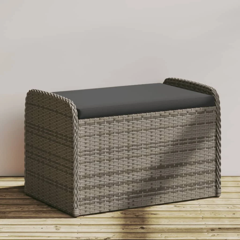 vidaXL Storage Bench with Cushion Outdoor Garden Seat Furniture Poly Rattan - Image 53