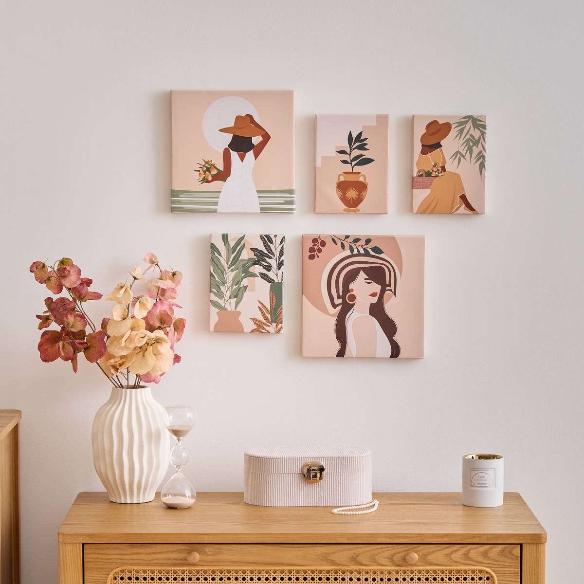 Printed Canvas "Cynthia" Peach, 25x25 cm