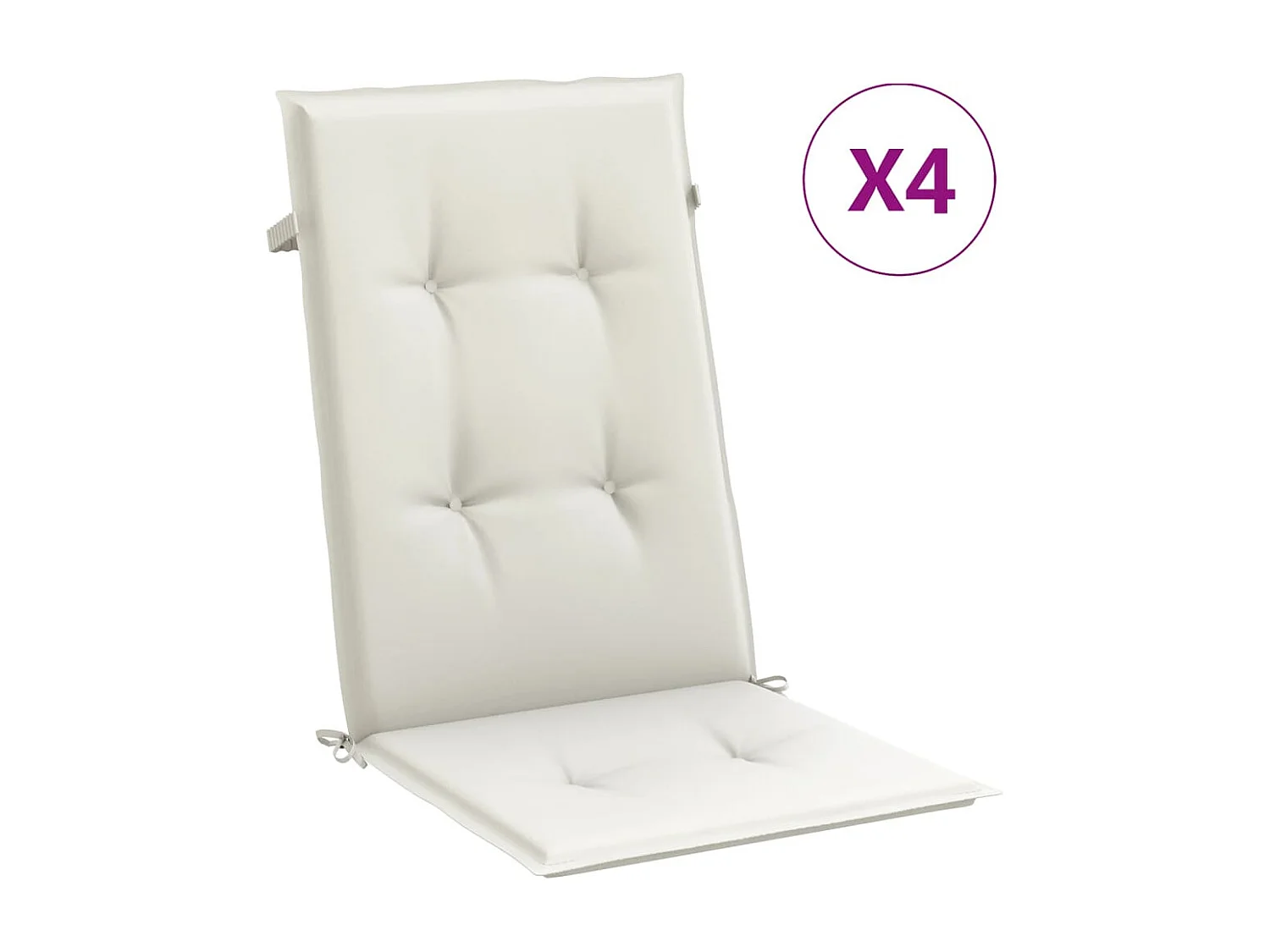 Coussins de chaise à dossier haut lot de 4 crème mélangé tissu