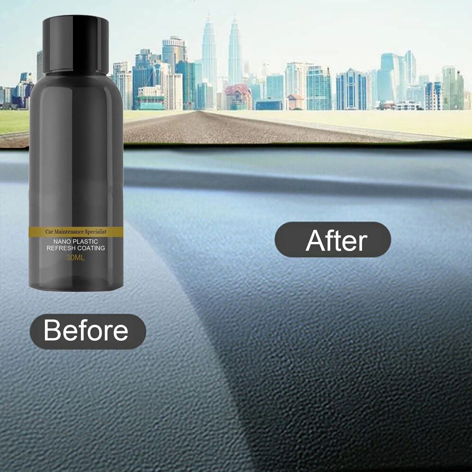Car Cleaning Kit Plastic Revitalizing Coating Agent, Nano Plastic Refreshing Coating, Plastic Parts Refurbish Agent for Car - Car Care Tools with Sponge and Towel (30ml*1pcs)