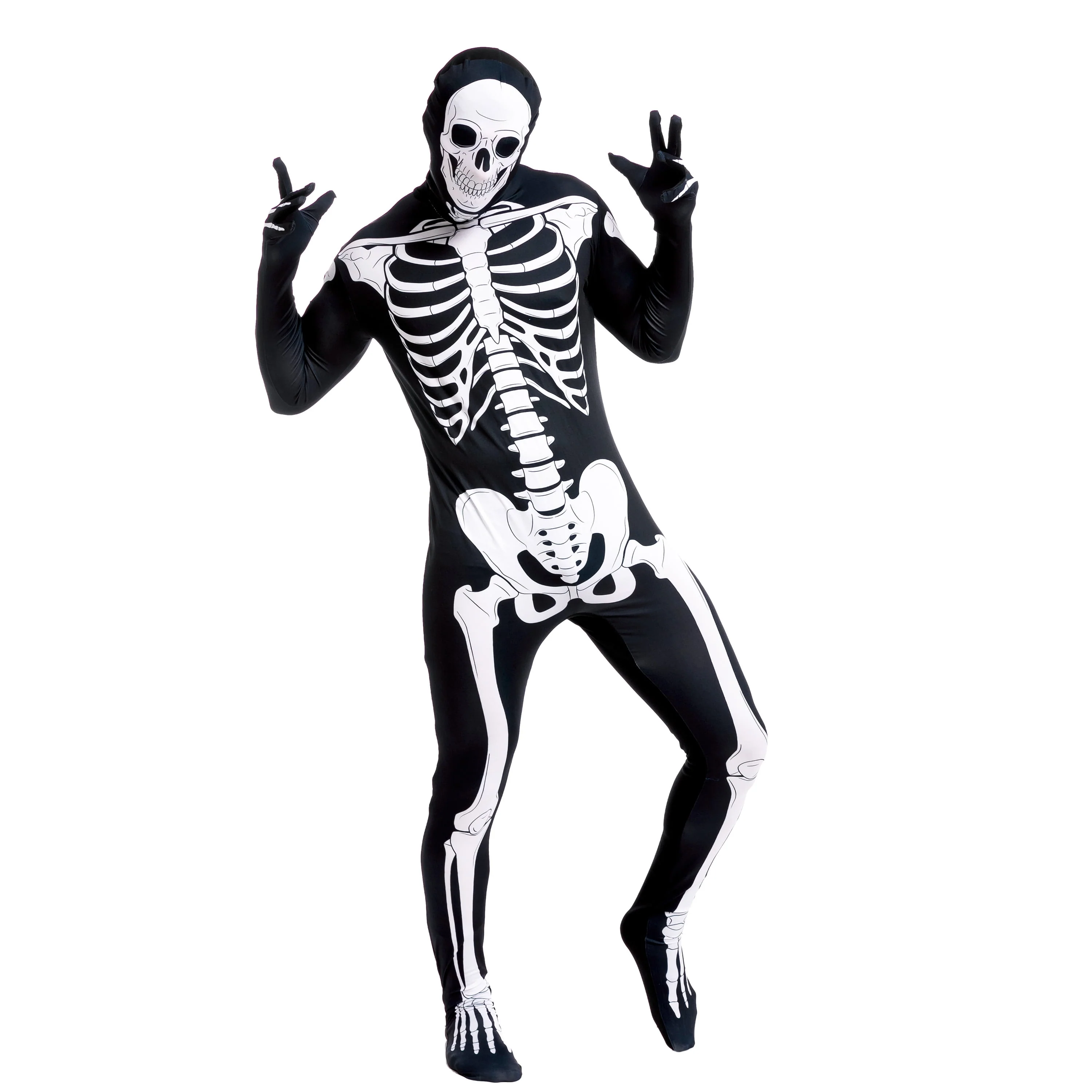 Joyfy Skeleton Costume for Adults, Skeleton Bone Bodysuit Halloween Costumes for Men with Skeleton Hood Mask, Halloween Party Fancy Dress-up - Image 9 Joyfy Skeleton Costume for Adults, Skeleton Bone Bodysuit Halloween Costumes for Men with Skeleton Hood Mask, Halloween Party Fancy Dress-up - Image 9