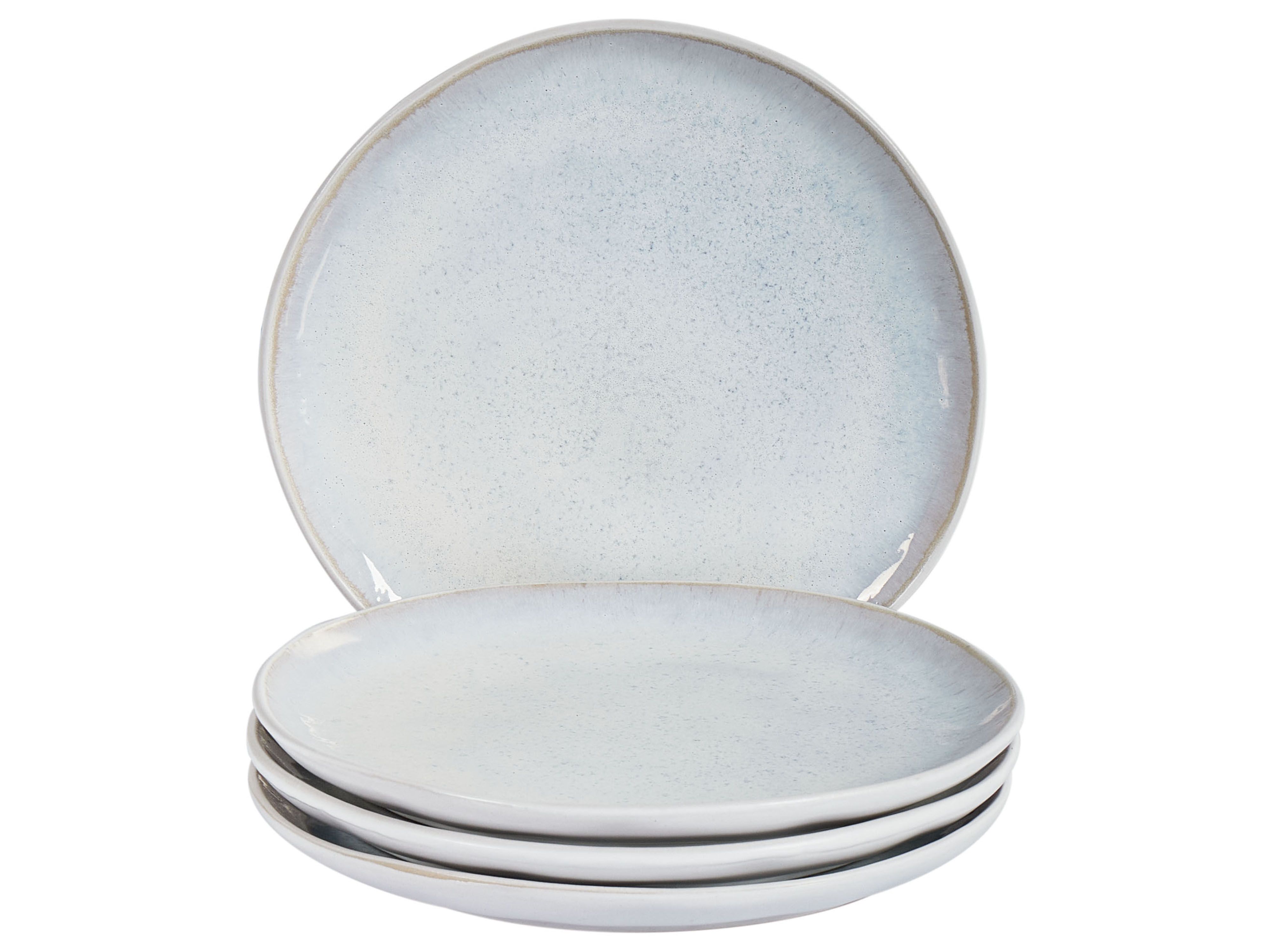 Set of 4 Side Plates SESAME Stoneware Light Grey