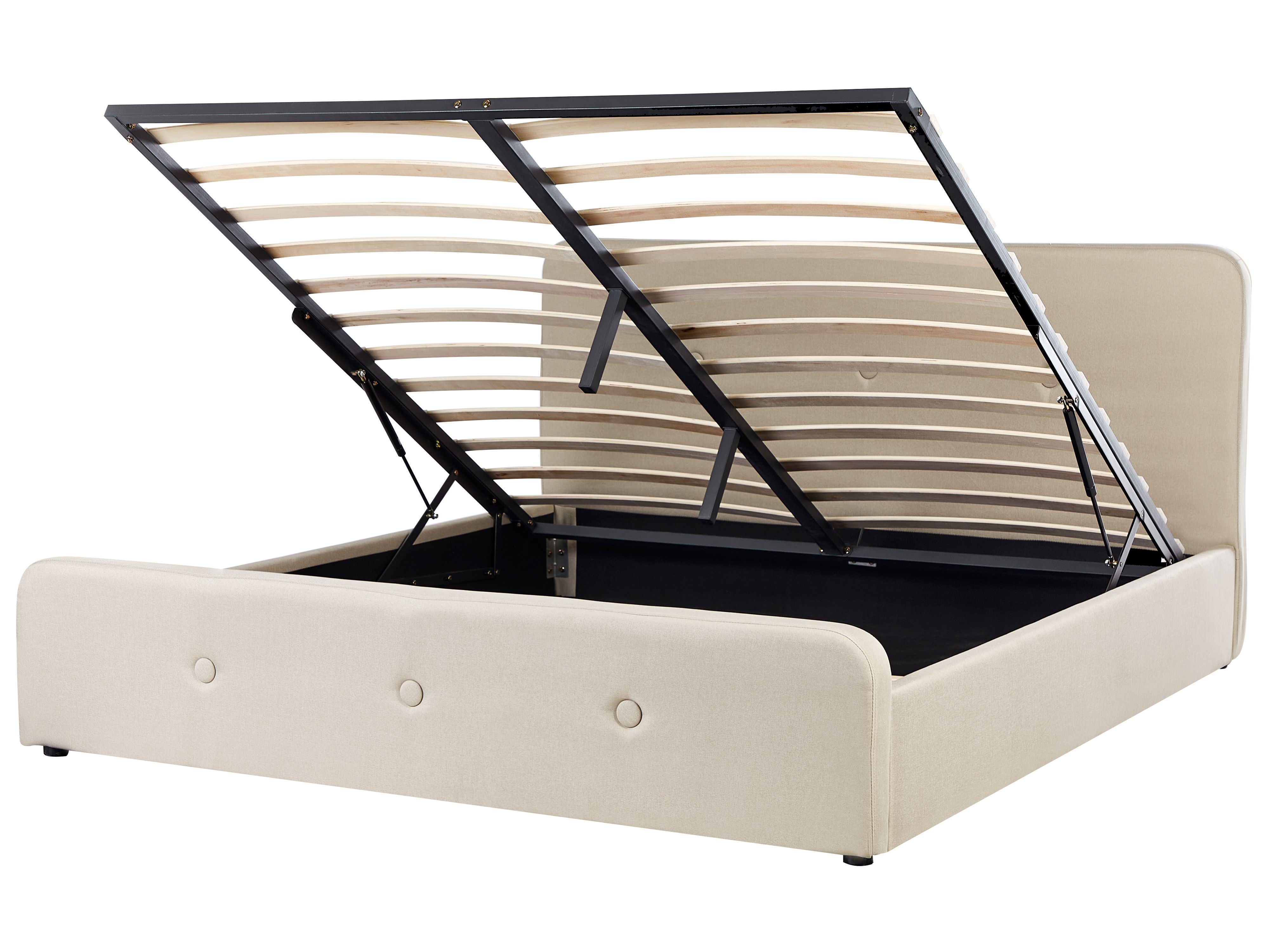 Ottoman Bed Faux Linen RENNES 180 x 200 cm (EU Super King) Beige