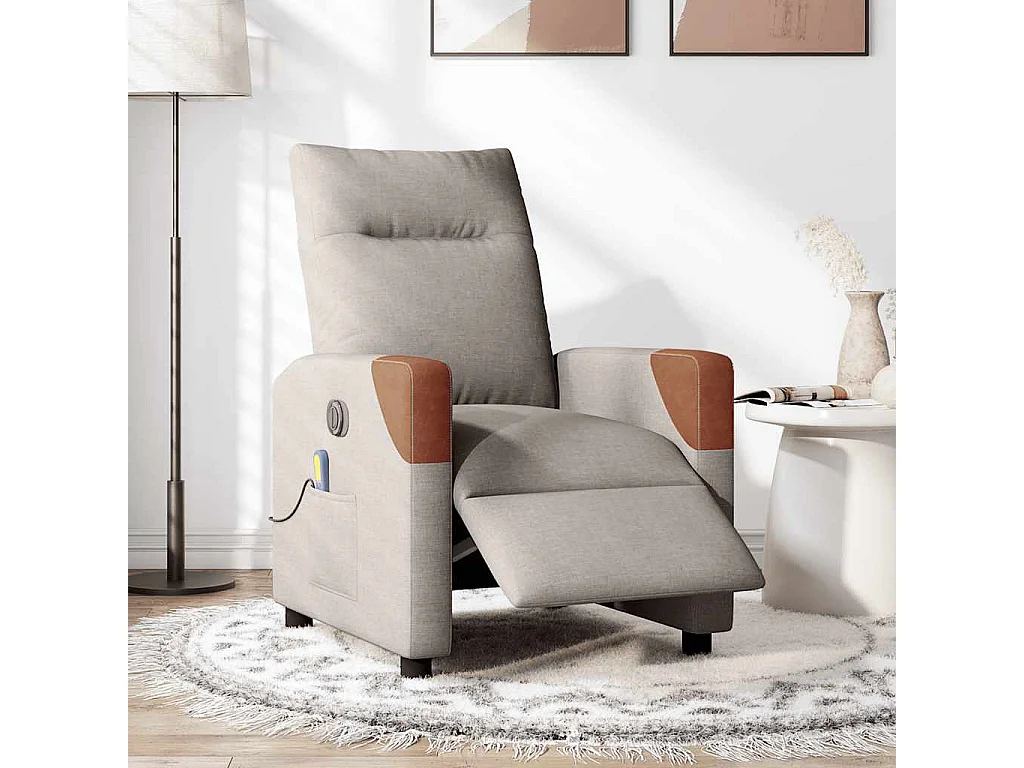Fauteuil inclinable électrique-Fauteuil de massage de Salon Taupe Tissu SHL2049