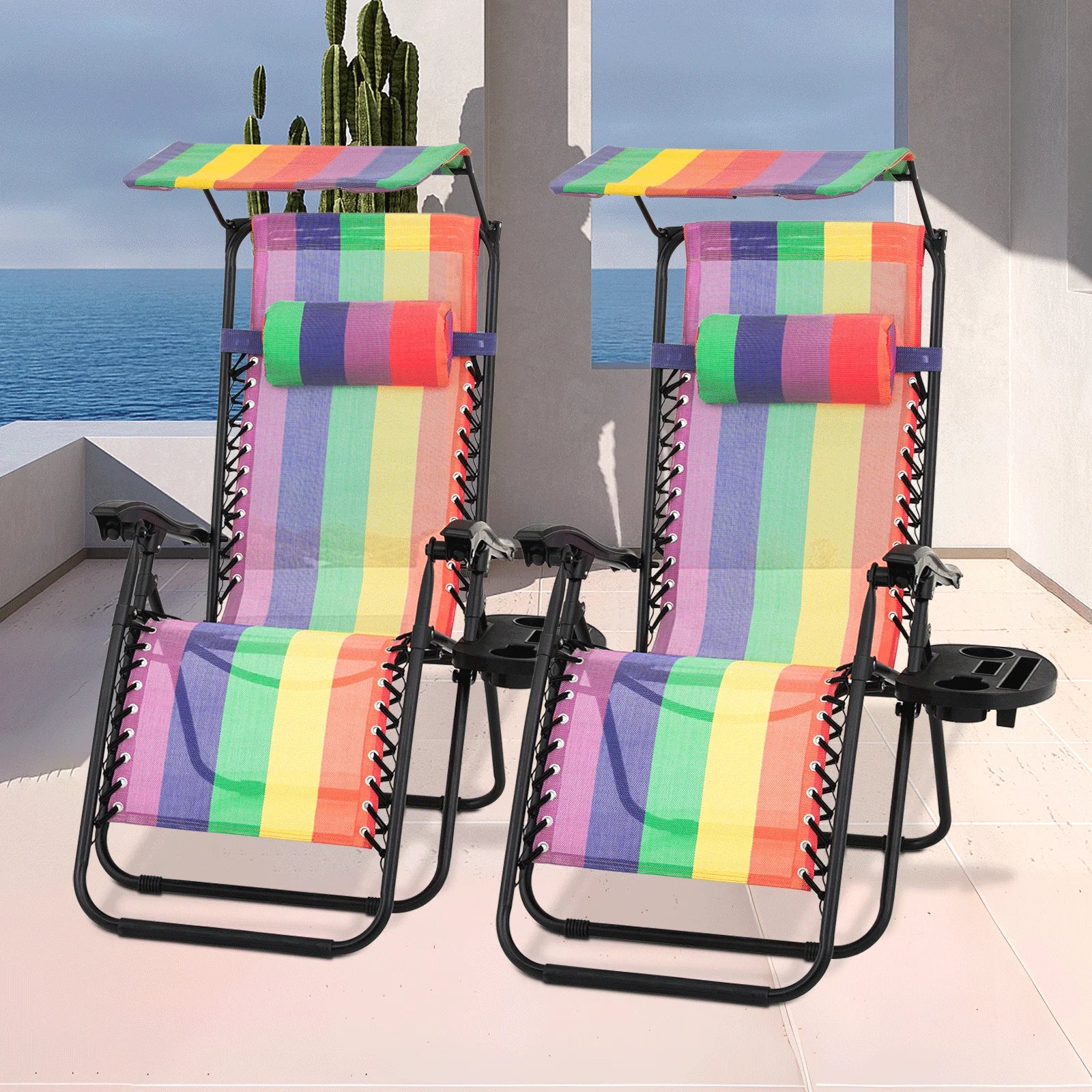 MoNiBloom Zero Gravity Reclining Chairs Set Of 2 With Canopy Shade And Headrest, Black - 330 lbs - Image 56 MoNiBloom Zero Gravity Reclining Chairs Set Of 2 With Canopy Shade And Headrest, Black - 330 lbs - Image 56