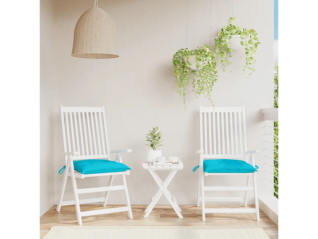 Coussins de chaise lot de 2 turquoise 50x50x7 cm tissu oxford