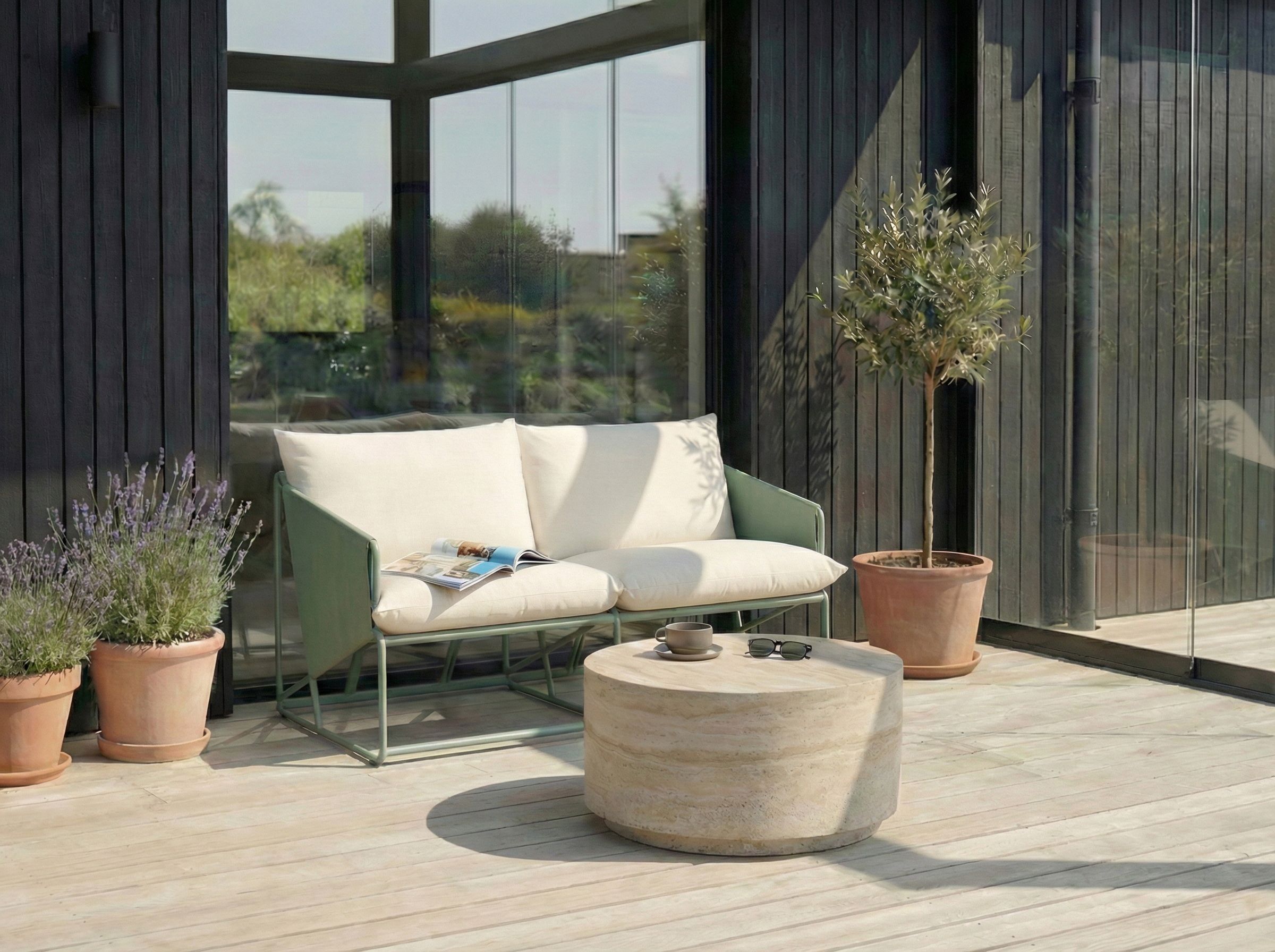 Garden Sofa 2 Seater PONTE Metal Green