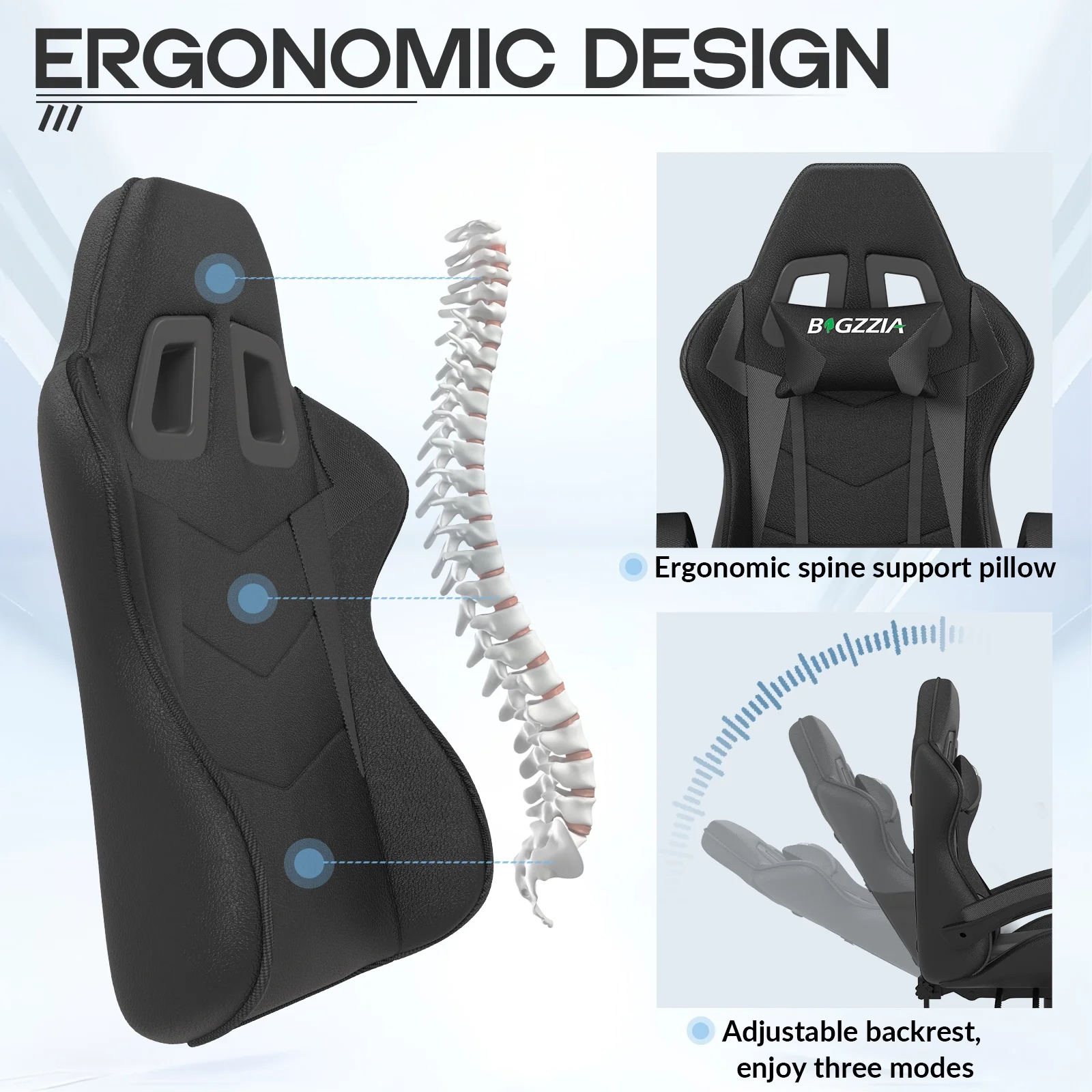 Bigzzia Gaming Chair with Footrest, Gaming Chair for Adult with Headrest and Lumbar Support,Red - Image 52