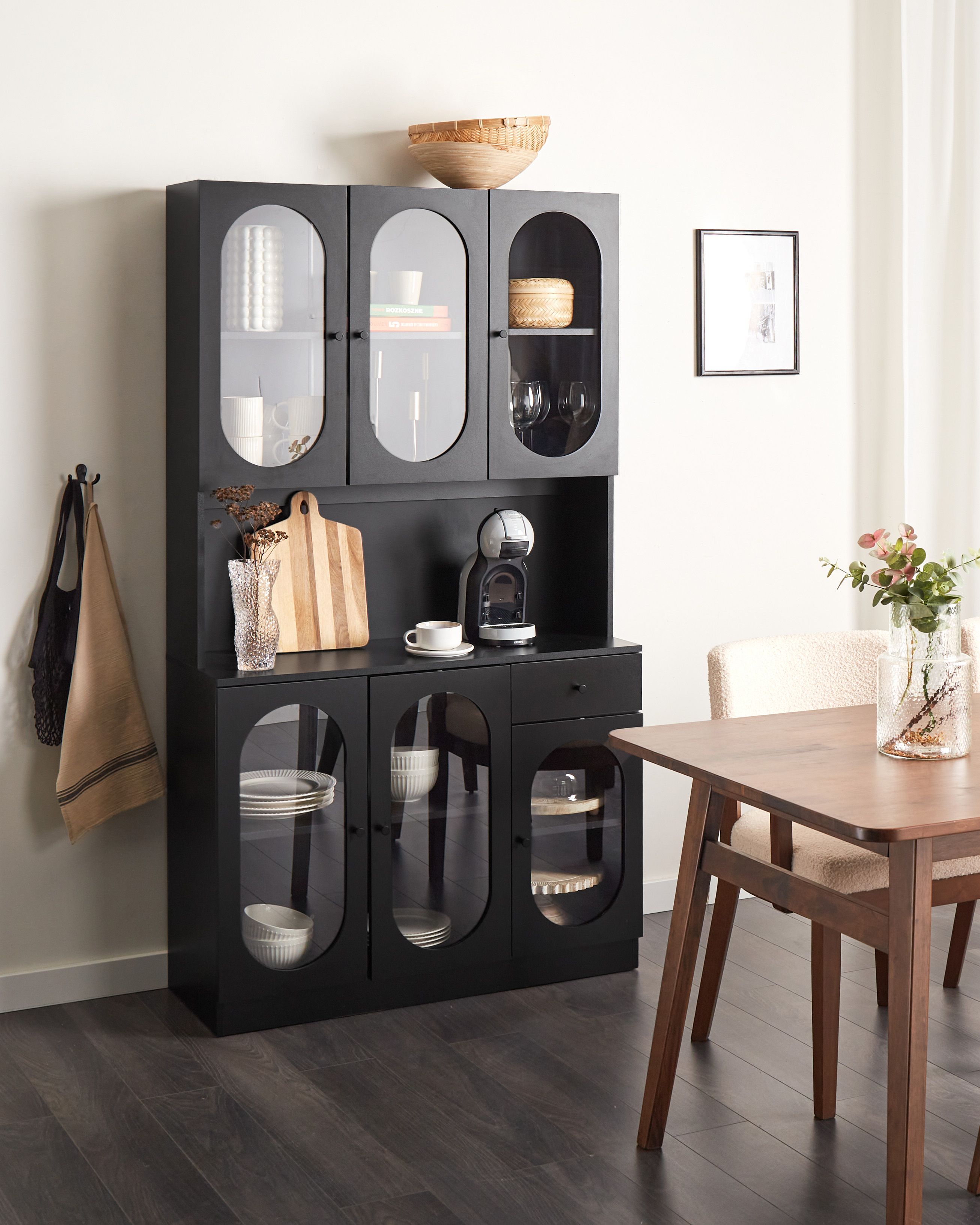 Glass Display Cabinet LANGFORD 100 cm Black